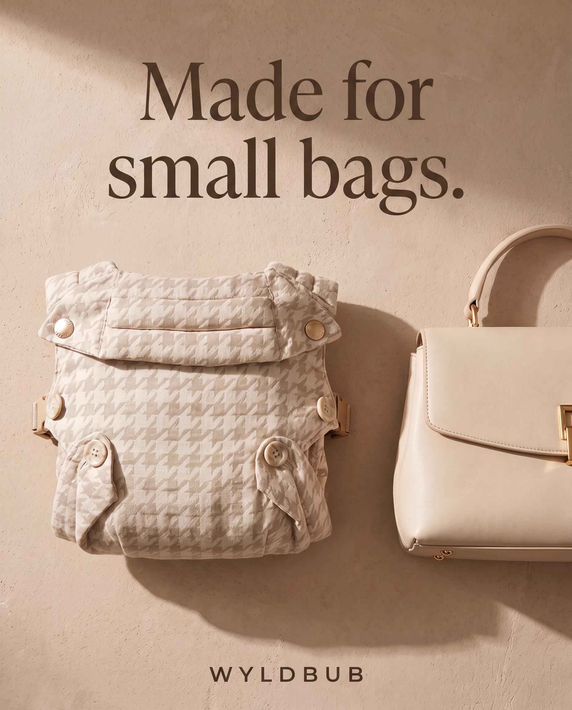 Wyld Bub Facebook ad: The Houndstooth Baby Carrier