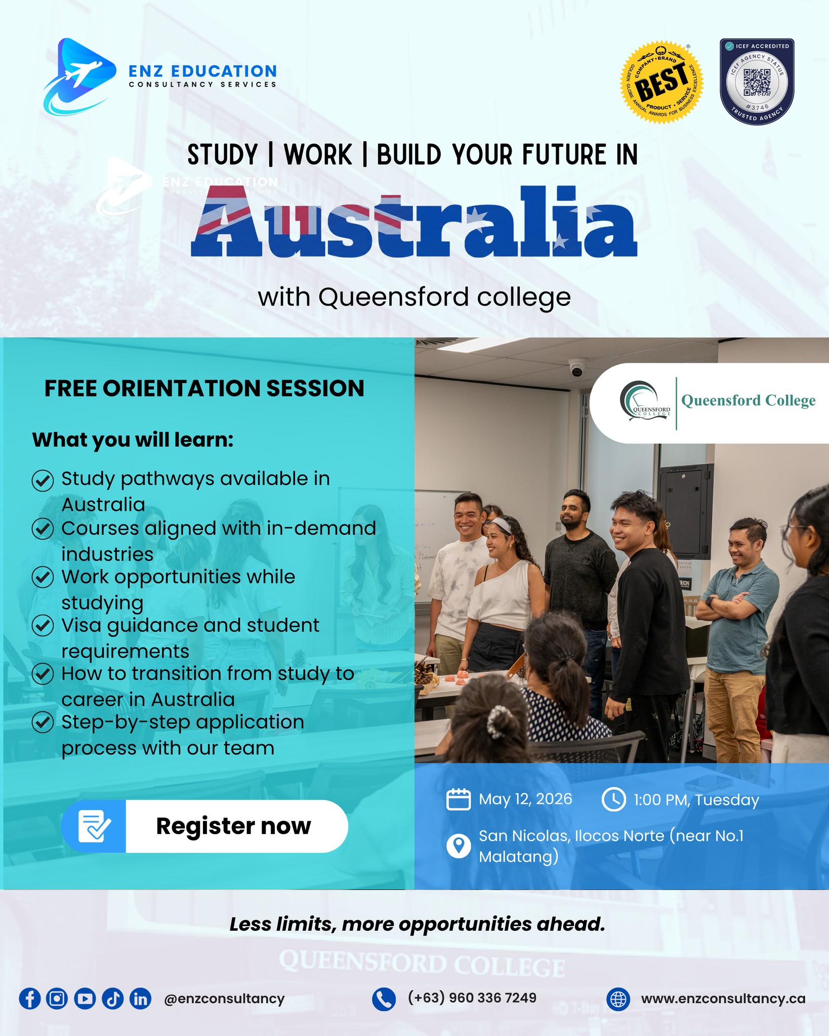 ENZ Education Consultancy Services Facebook ad: Hello Dreamers