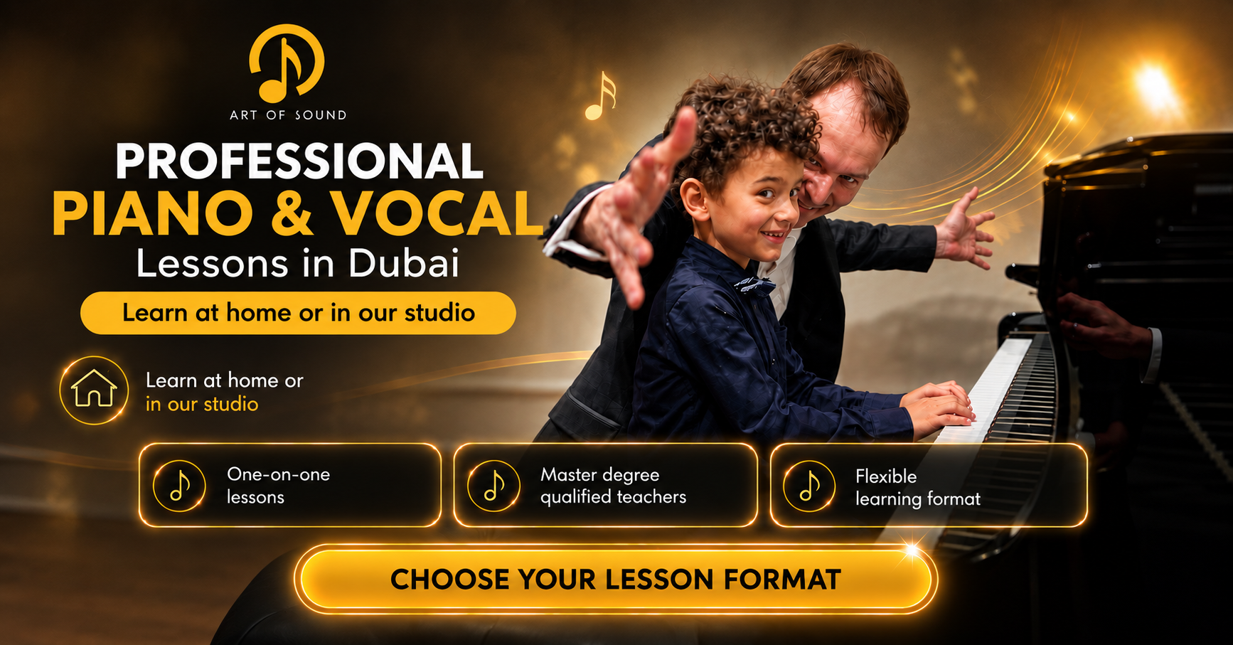 ART of SOUND Facebook ad: Do you dream of singing or playing the piano? A trial…