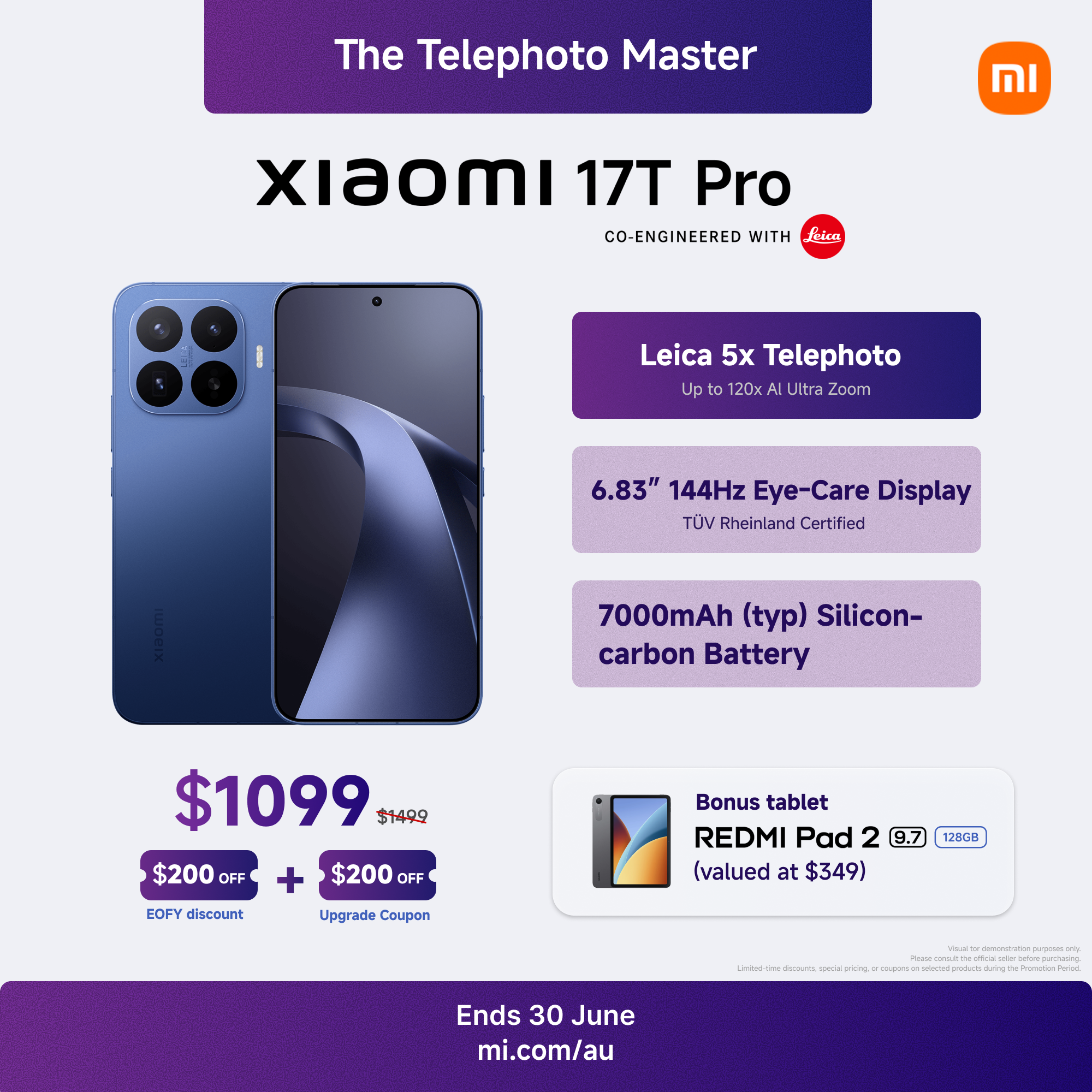 Xiaomi Australia Facebook ad: The Telephoto Master.