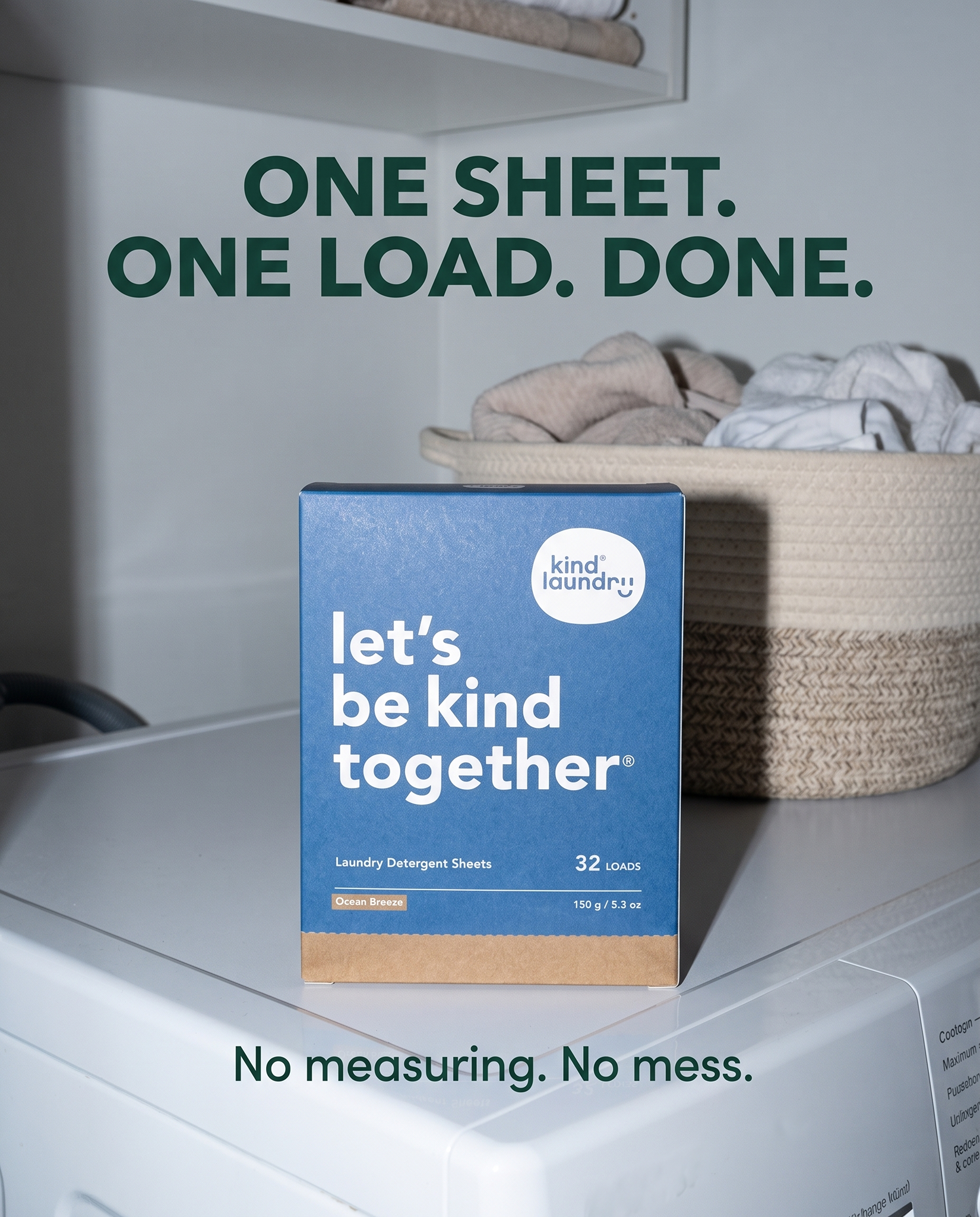 Kind Laundry Facebook ad: Plant-Powered Enzymes + Ocean Breeze Scent, No Measuring…