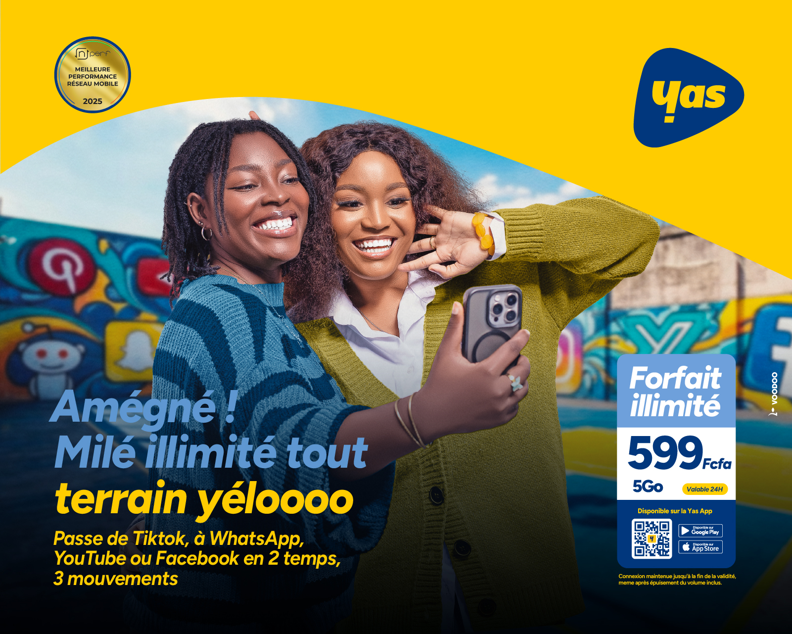 Yas Togo Facebook ad: 5 Go pour ta journée connectée en illimité.
