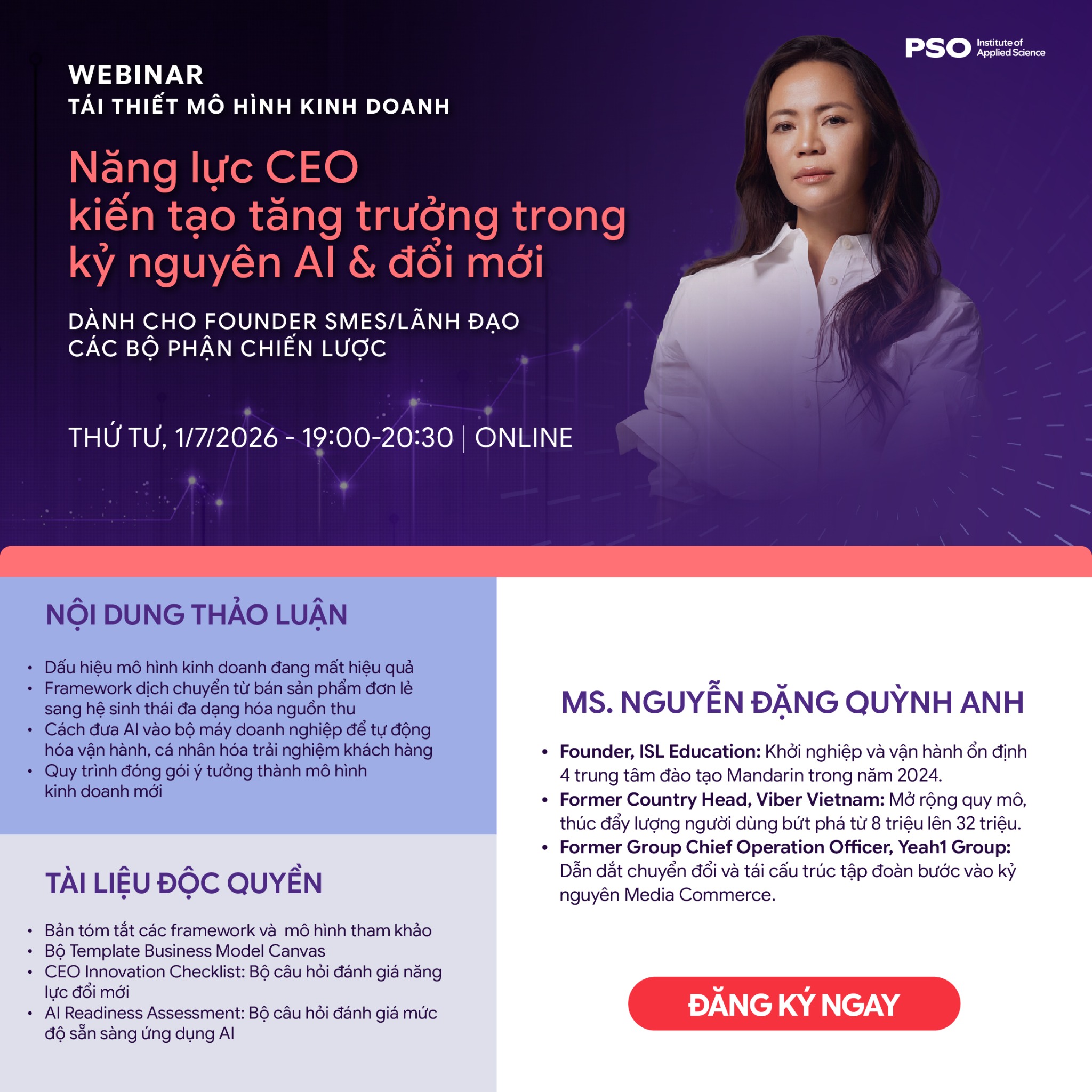 PSO Facebook ad: Đăng ký Webinar + Nhận playbook thực chiến