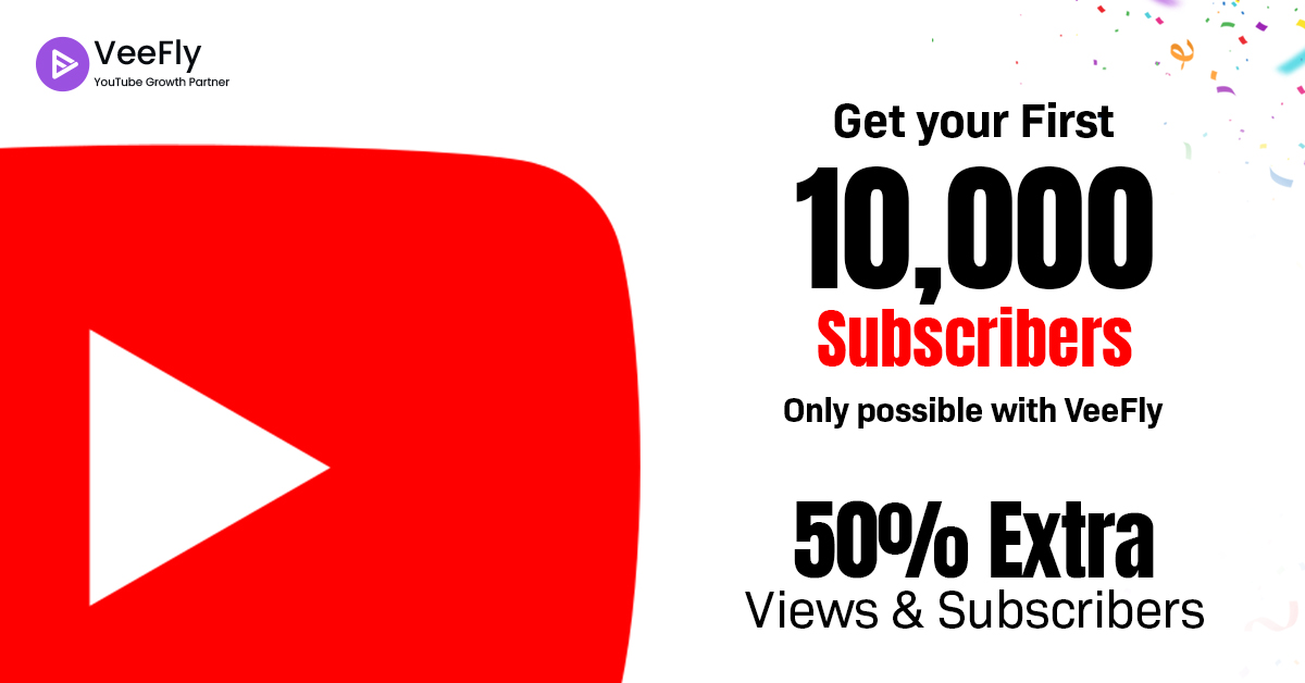 VeeFly Facebook ad: Get 50% Extra Views & Subs