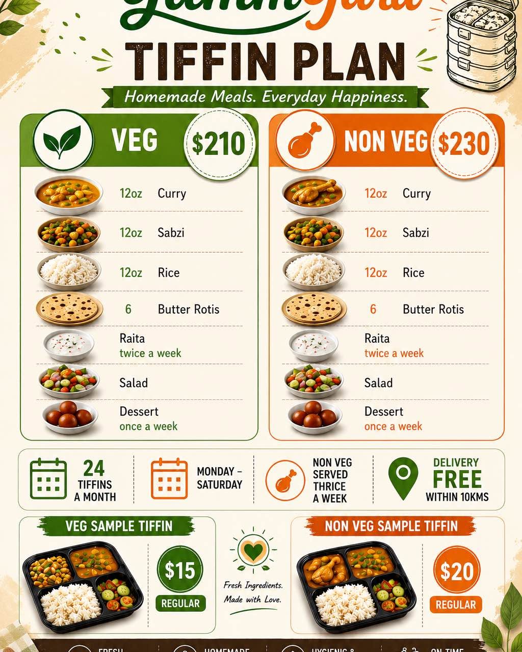 Alisha Arora Facebook ad: Tiffin Service