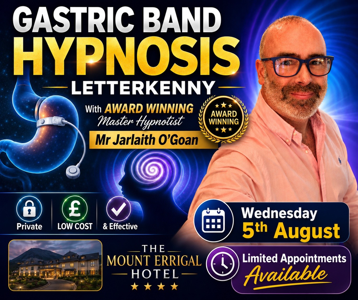 Jarlaith O'Goan Hypnotist Facebook ad: ππΌπππππΎ π½πΌππΏ ππππππππ
