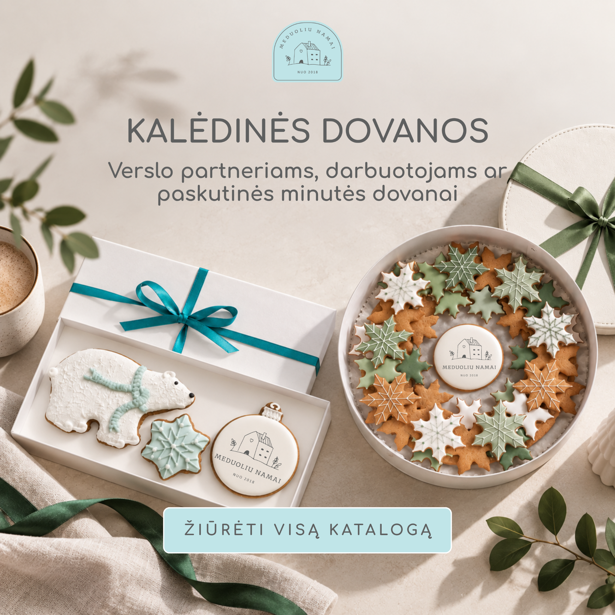 Meduolių namai Facebook ad: Verslo dovanos Kalėdoms