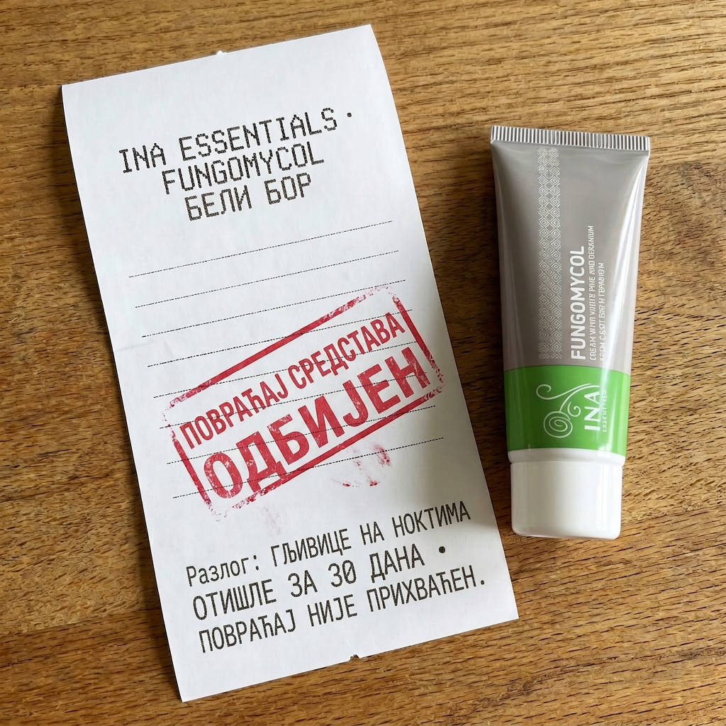 Organska Kozmetika - InaEssentials.rs Facebook ad: Povrat odbijen. Gljivice na noktima rešene.