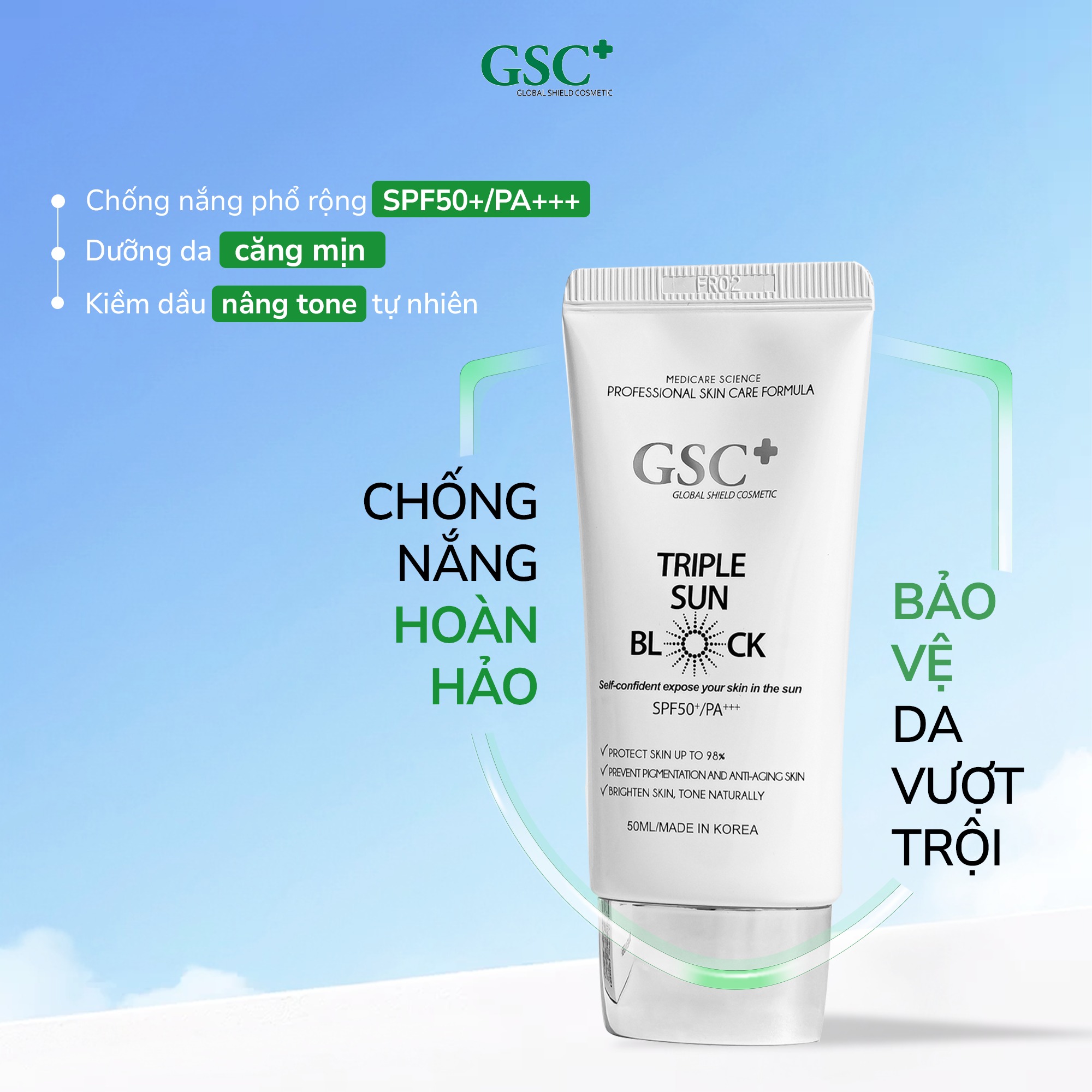 GSC Cosmetic - Dược mỹ phẩm Hàn Quốc Facebook ad: Một tuýp, ba công dụng mỗi ngày!