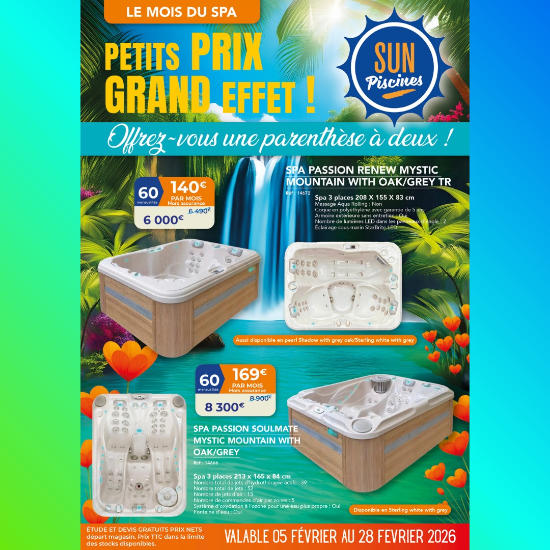 Sun Piscines Facebook ad: LE MOIS DU SPA, OFFRES EXCEPTIONNELLES
