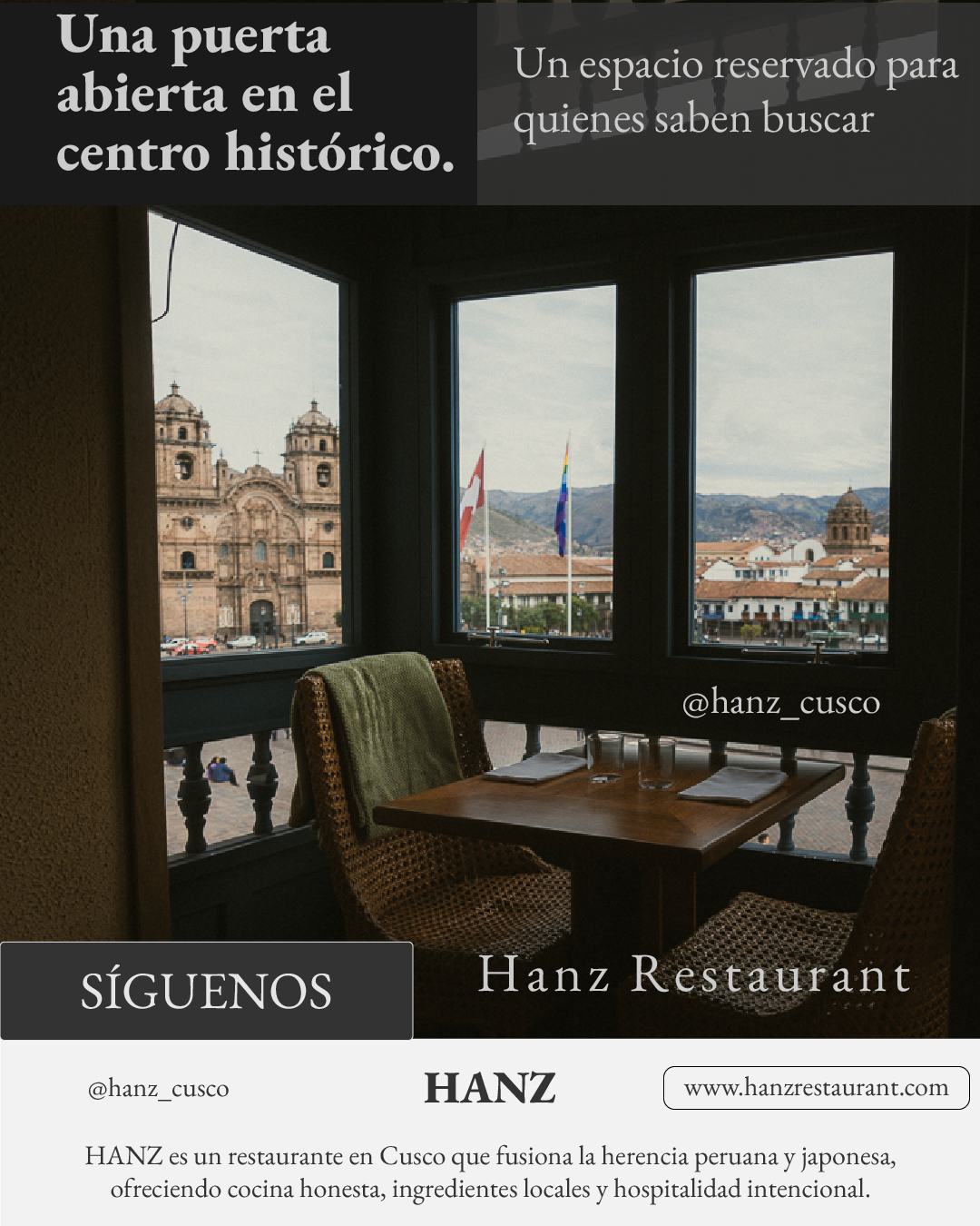 Hanz Facebook ad: Sabemos que viajar es elegir, y elegir bien…