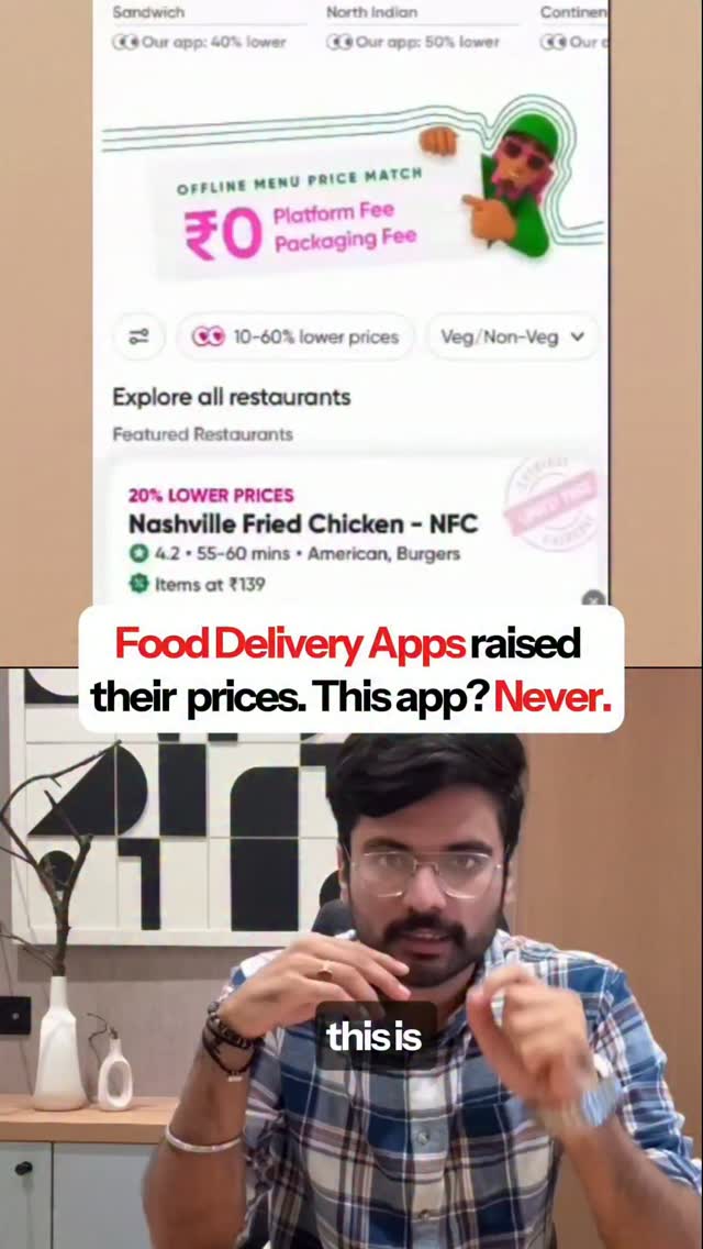 aloneanimated Facebook ad: Food delivery apps compete with discounts.