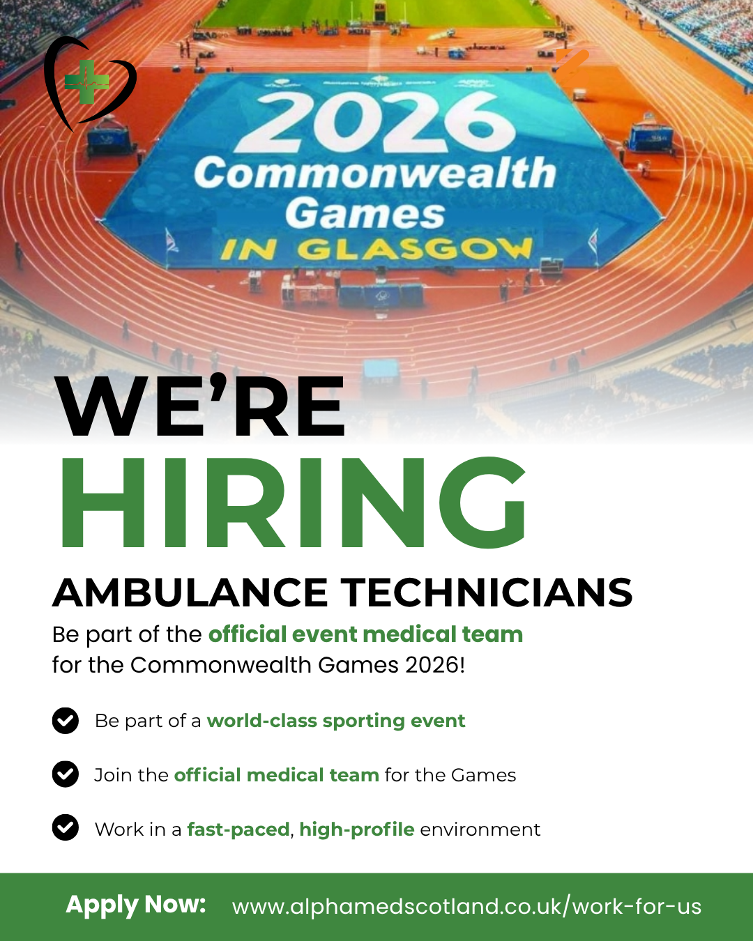 Alphamed Scotland Facebook ad: Provide medical cover at the Commonwealth Games 2026