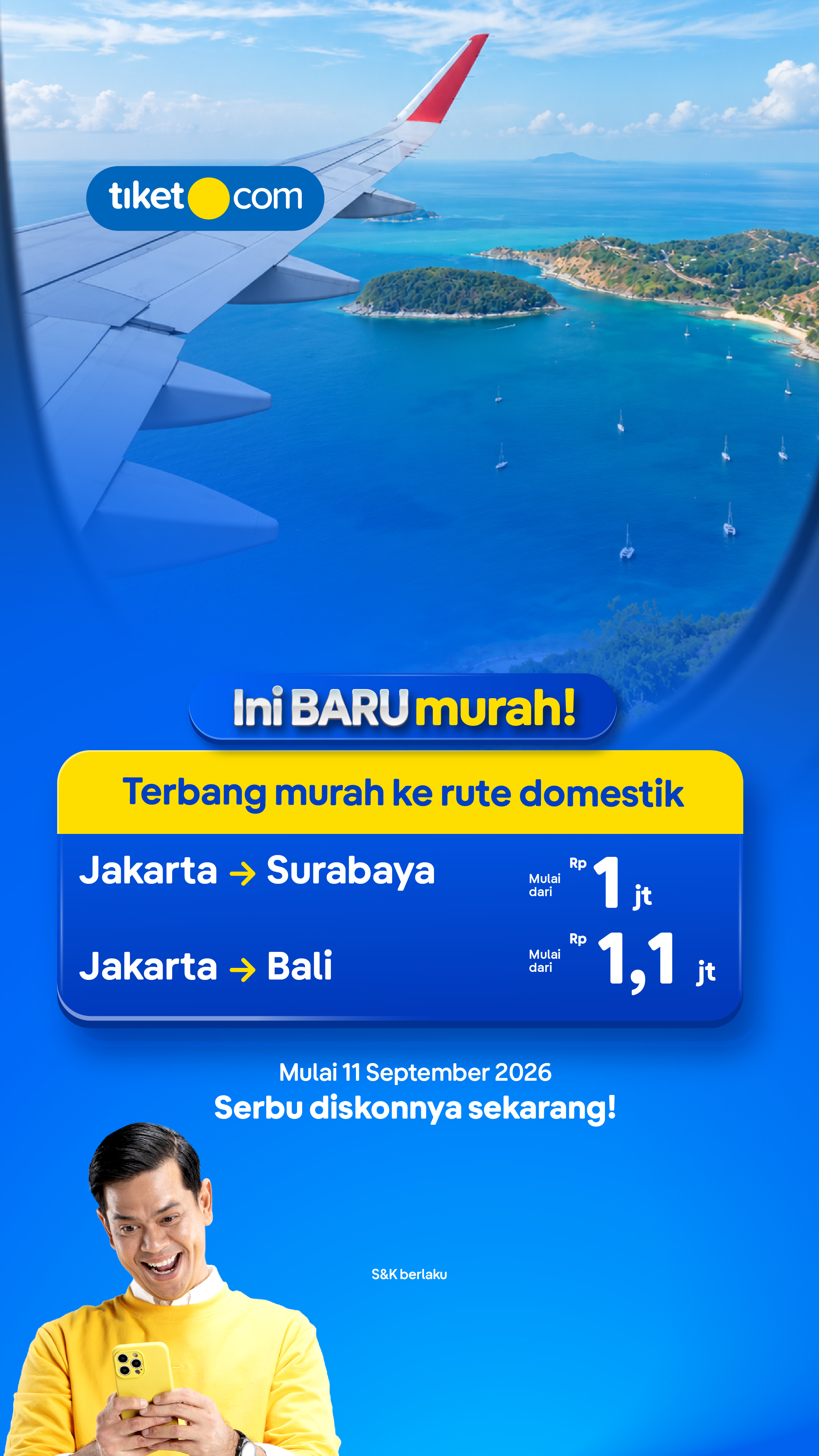 Tiket.com Facebook ad: Flight Aman, Mood Aman