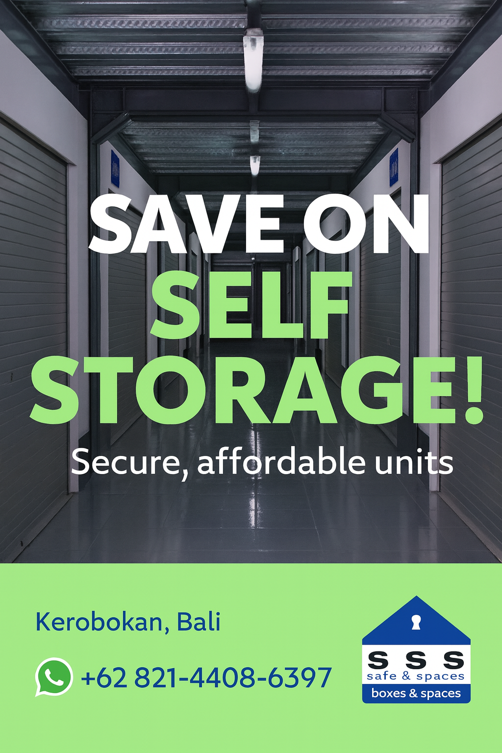 SAFE SELF Storage Facebook ad: Secure, affordable self storage in Bali