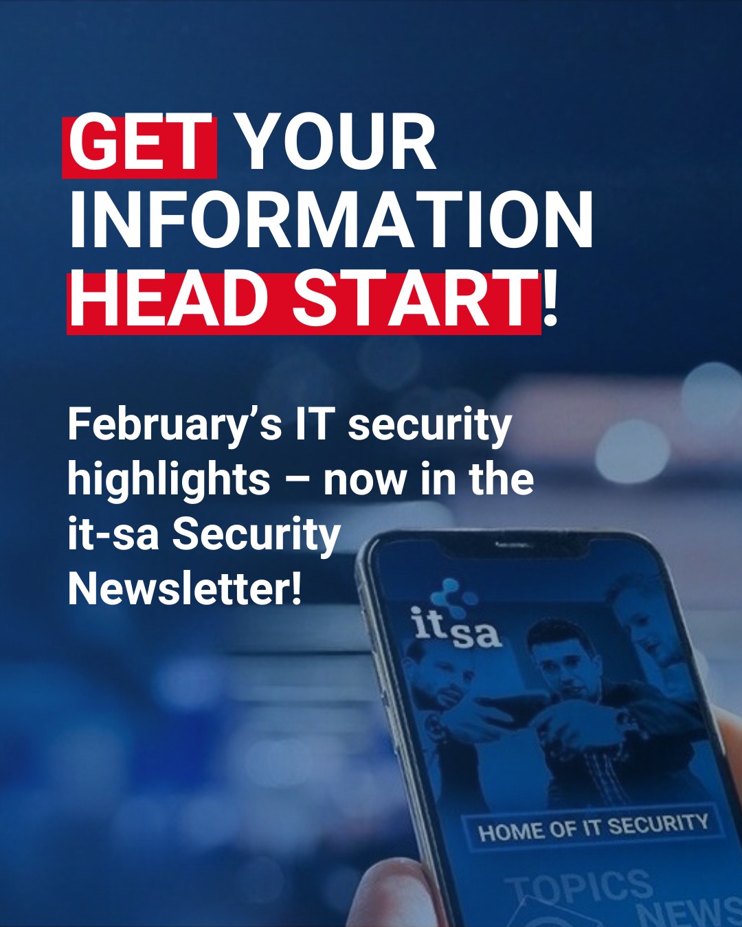 it-sa home of it security Facebook ad: The new it-sa newsletter is out.