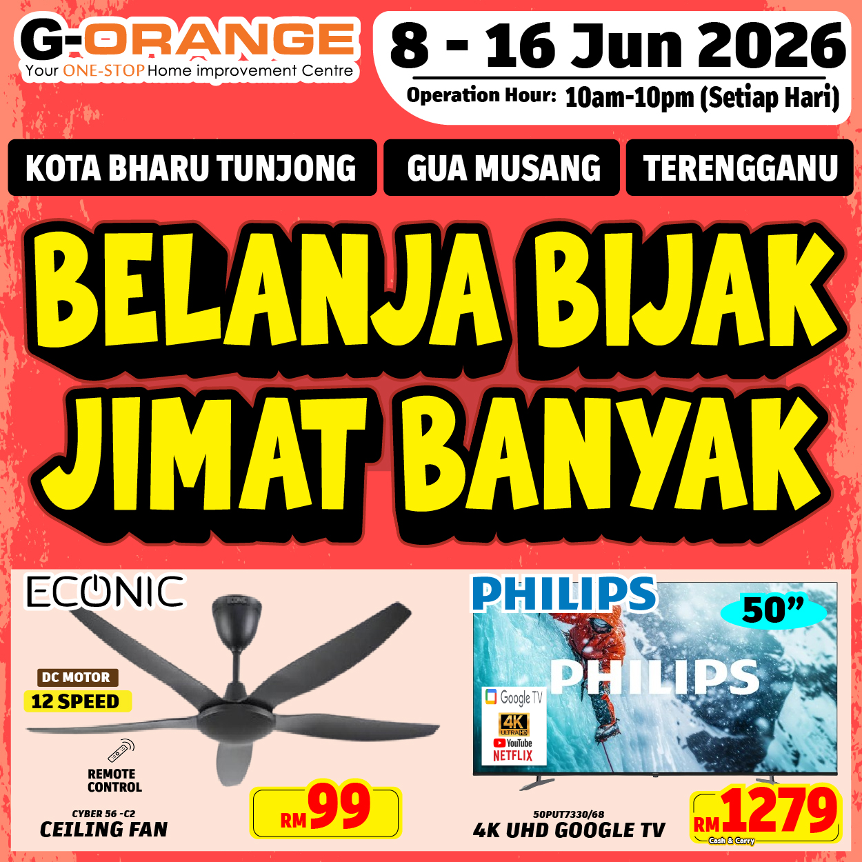 G-Orange Mall Facebook ad: BELANJA BIJAK! JIMAT BANYAK!