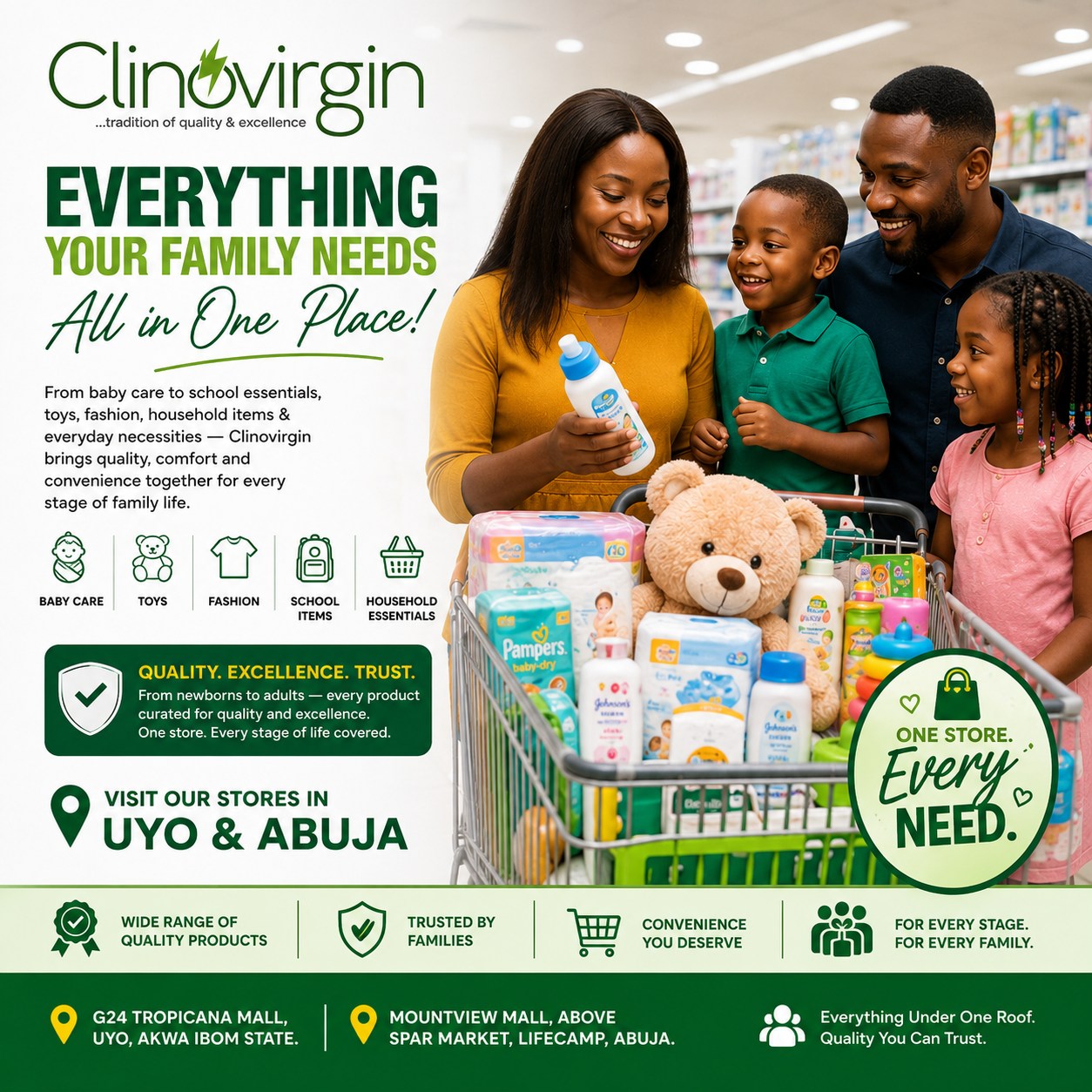 Clinovirgin Facebook ad: Life gets easier when everything your family needs…