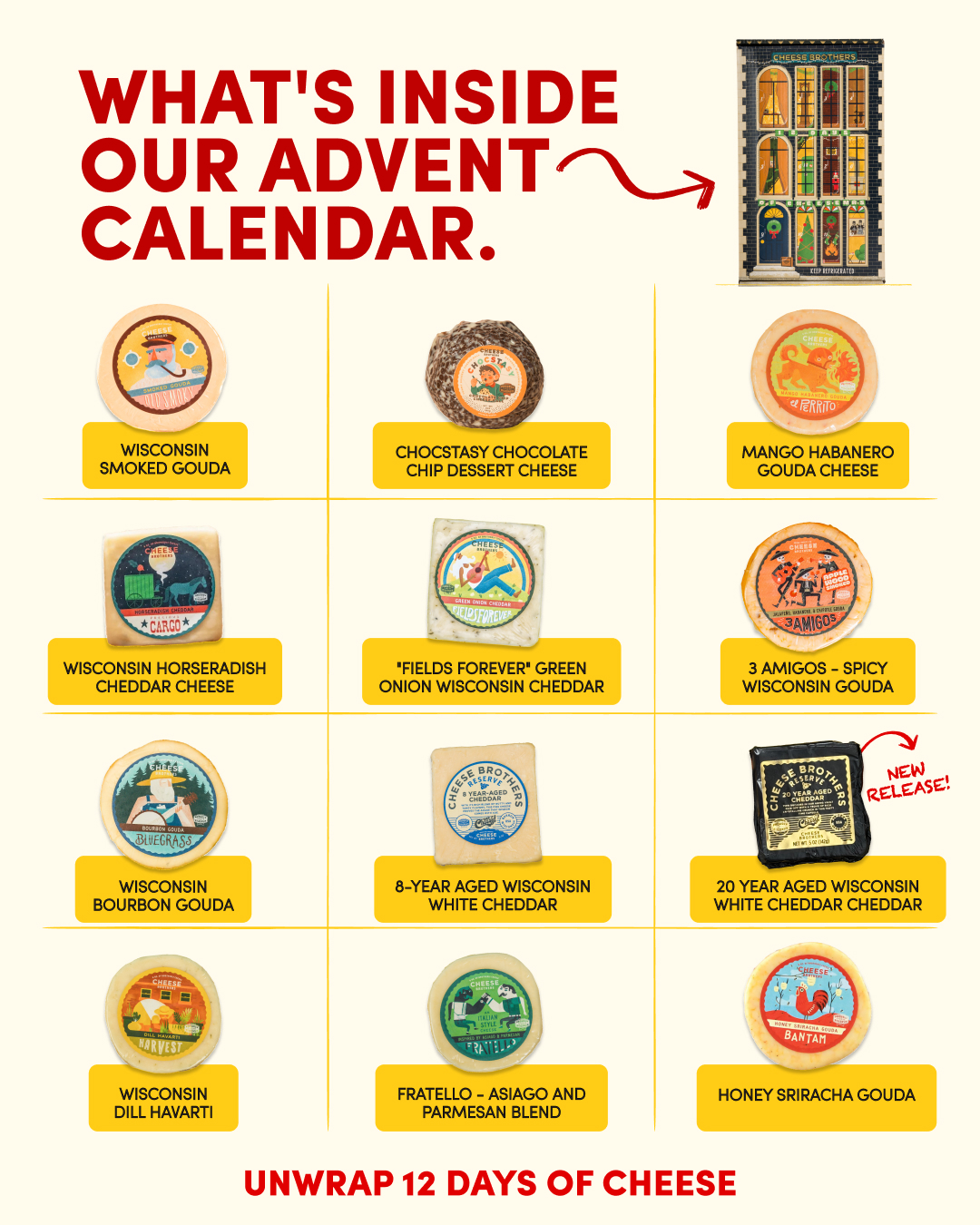 Cheese Brothers Facebook ad: 12 Days of Cheesemas Advent Calendar