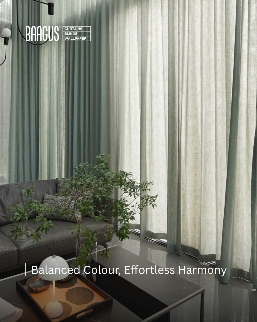 Baagus Curtains Facebook ad: Balanced colour changes how a space feels.