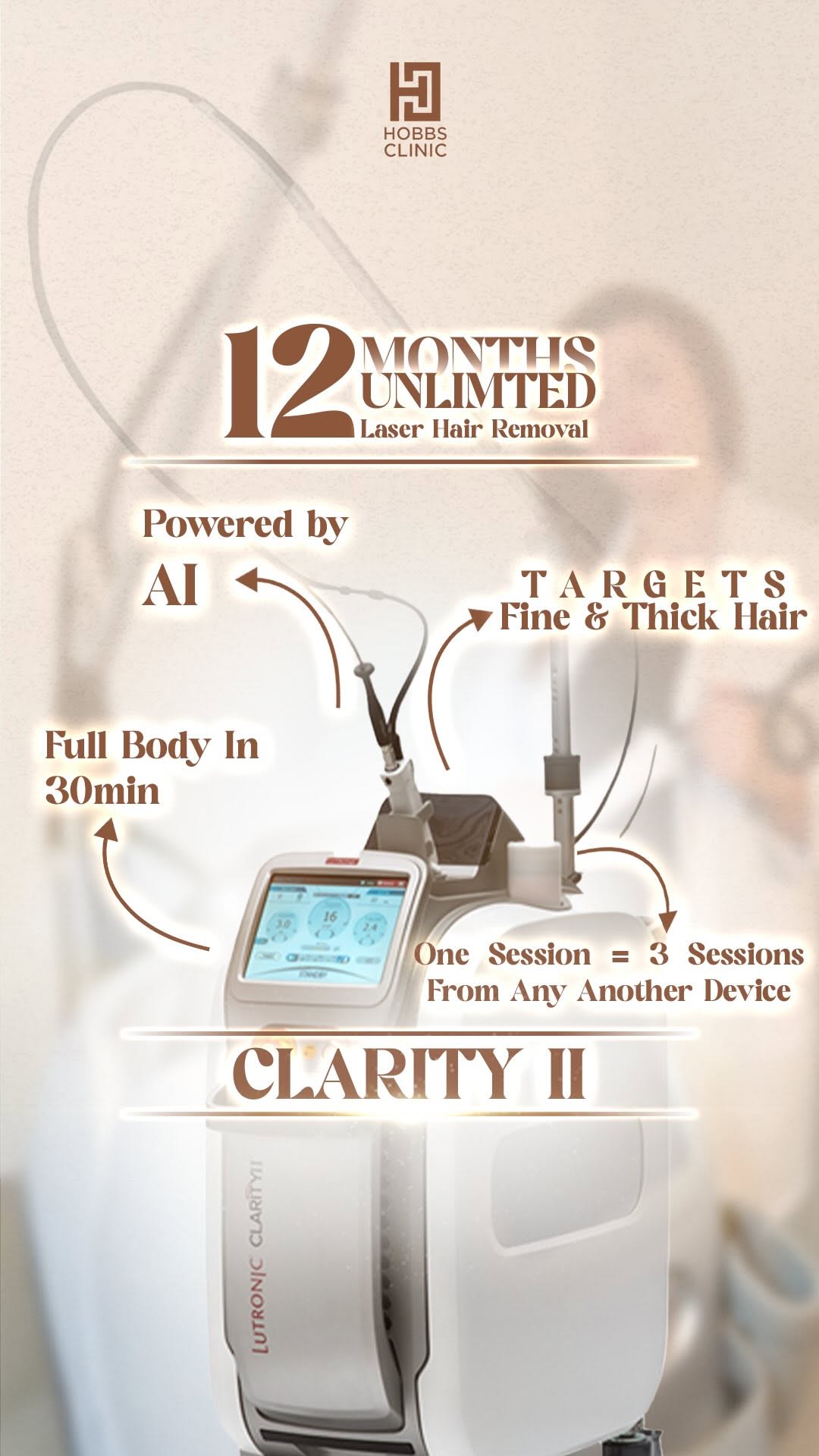 HOBBS cliniс Facebook ad: Say goodbye to unwanted hair with Dubai’s top laser…