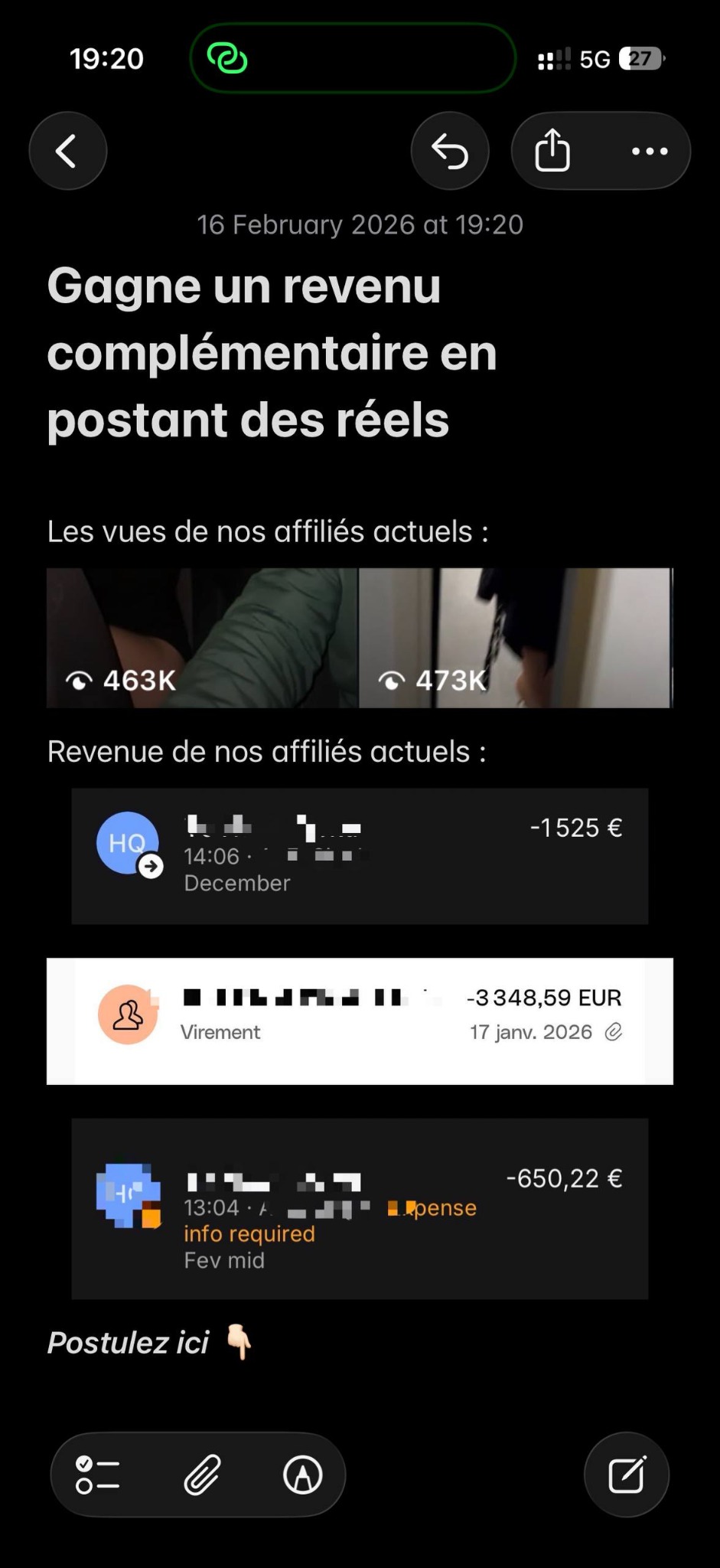 Jovany.tks Facebook ad: Gagne de l’argent en postant des Reels.