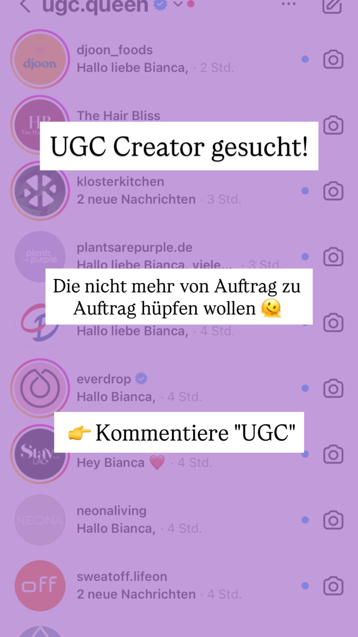 UGC Society Facebook ad: Kommentiere UGC und ich zeige dir, wie du…