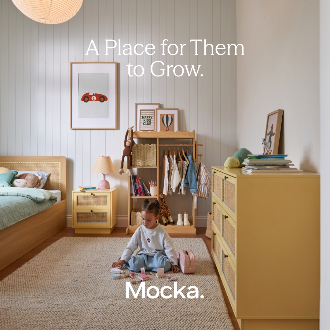 Mocka - New Zealand Facebook ad: Create calm, cosy bedtime moments with furniture designed…
