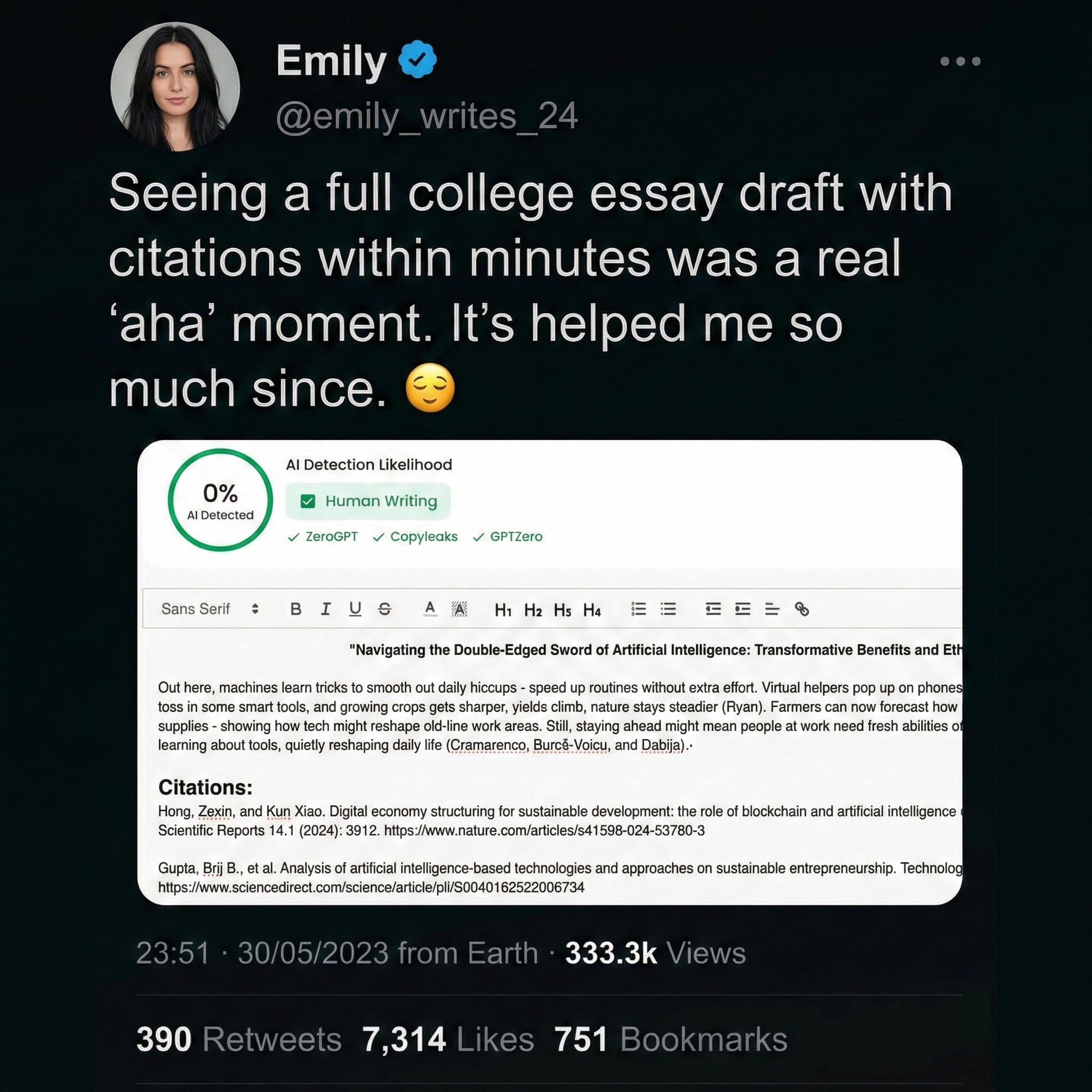 Writeless AI Facebook ad