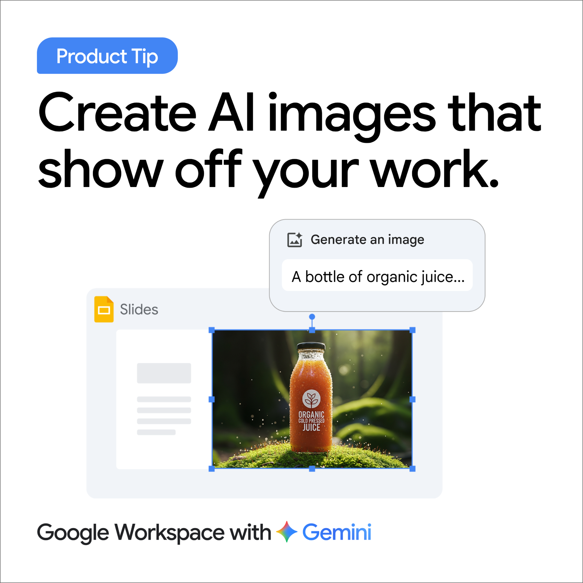 Google Workspace Facebook ad: Go from text to AI image in Workspace