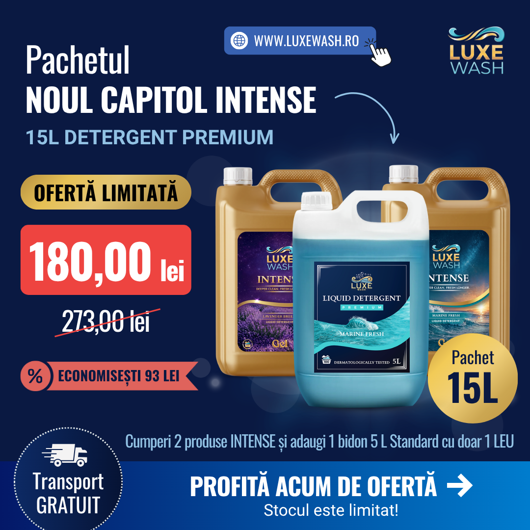 Luxe Wash Europe Facebook ad: Pachet premium, stoc limitat