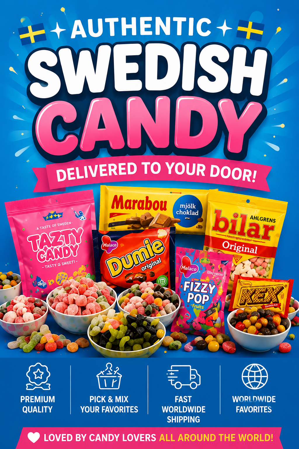 Taztycandy.com Facebook ad: Taste Authentic Swedish Candy