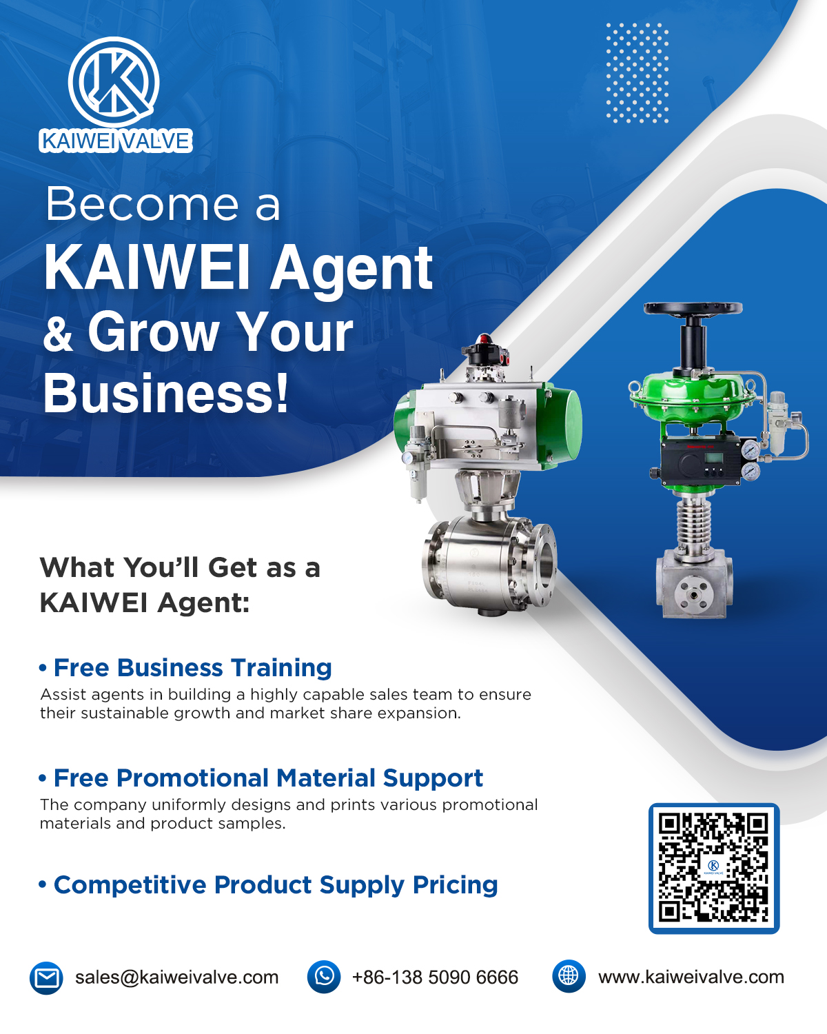 Hangzhou Kaiwei Valve Group Facebook ad: Partner with Kaiwei & Power the Industry!