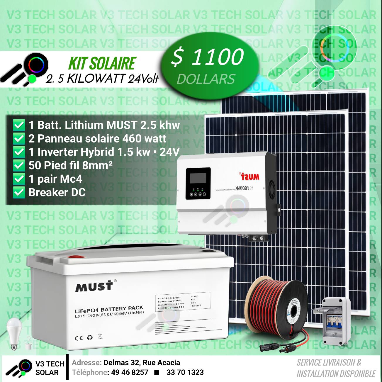 V3 Tech Solar Facebook ad: Ekri nou kounya sou 49 46 8257 Spécial…