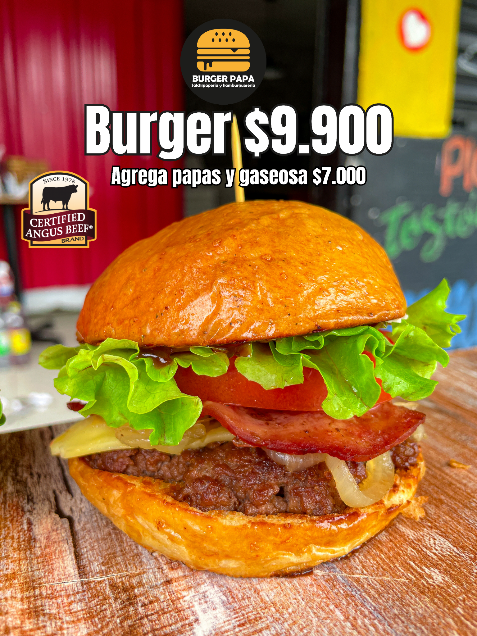Burgerpapa_col Facebook ad: HAMBURGUESAS A $9.900