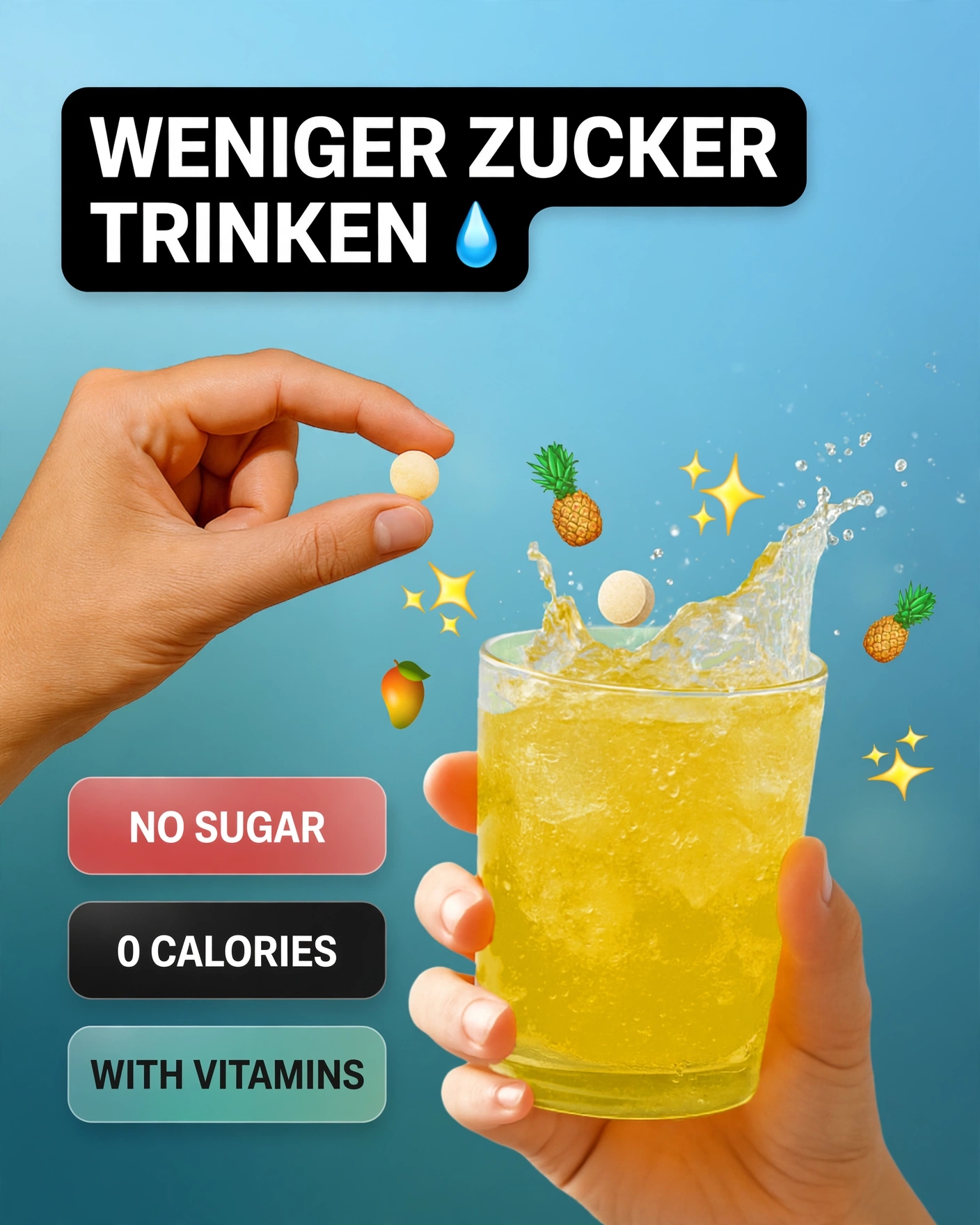 dropz Facebook ad: Mehr trinken. Mehr Geschmack.