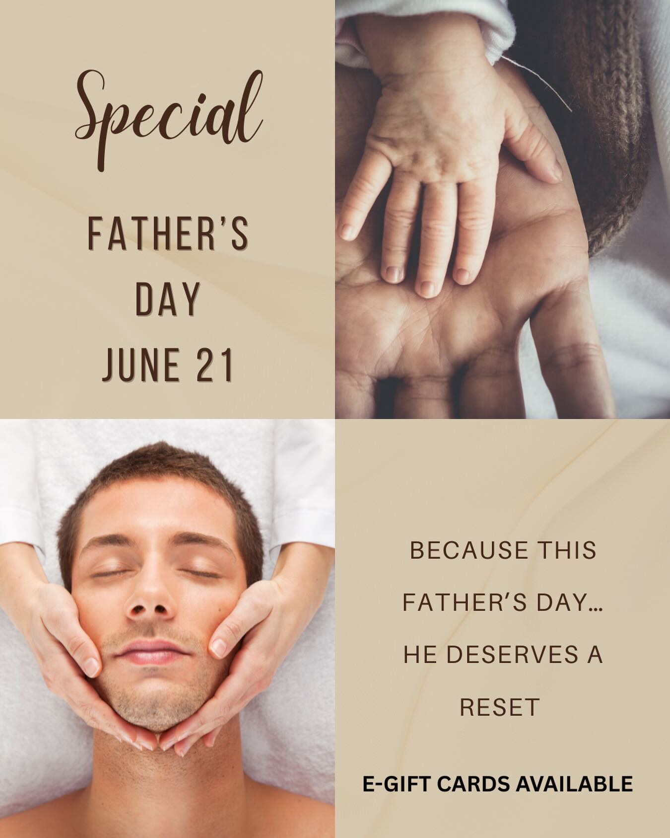 Reconnect Spa Facebook ad: The Gentleman’s Reset, Father’s Day Special