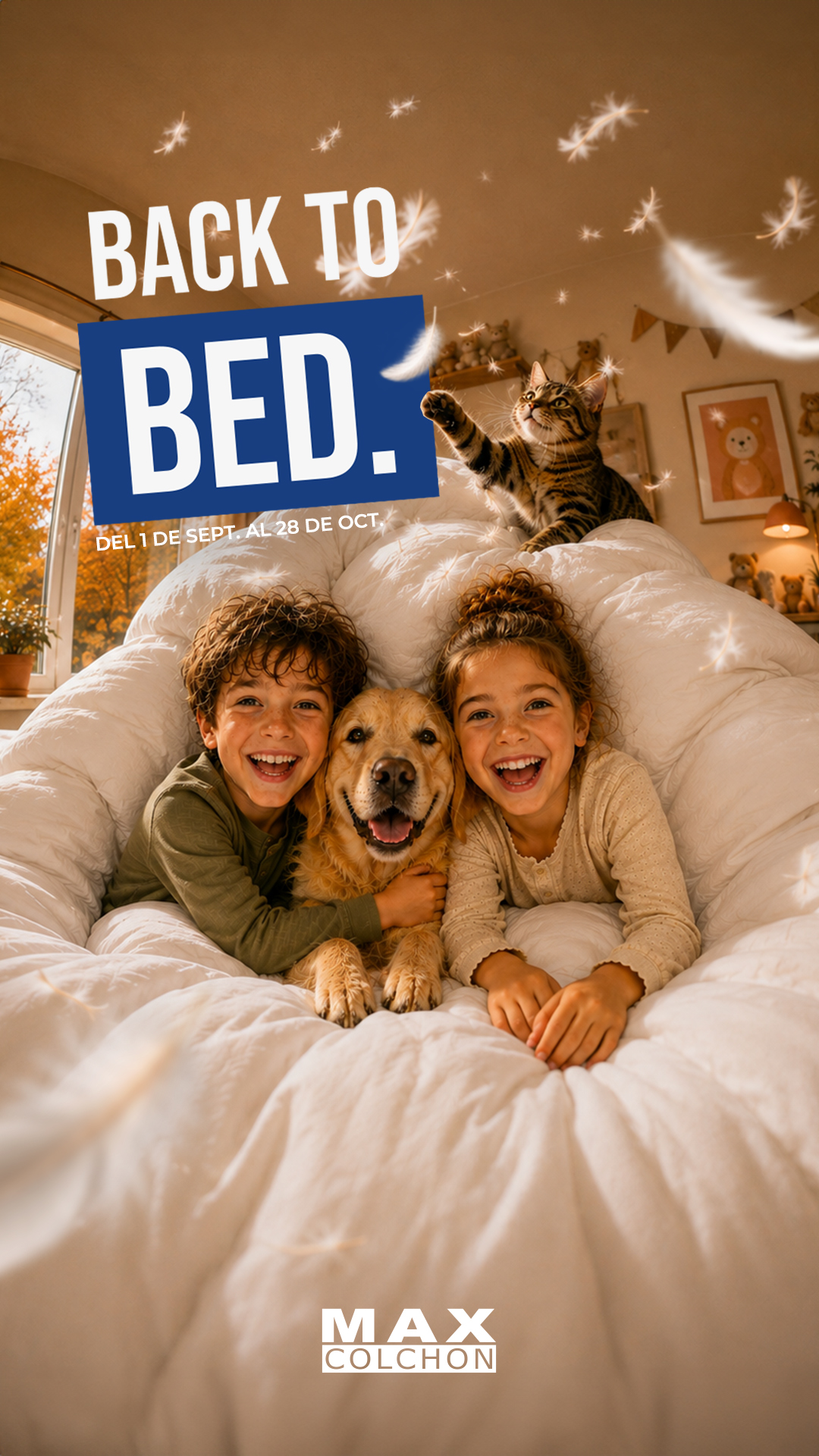Maxcolchon Facebook ad: Vuelve a la cama con Maxcolchon