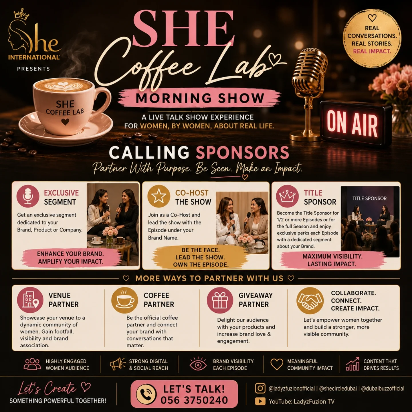 SHE International Facebook ad: @ladyzfuzionofficial @shecircledubai