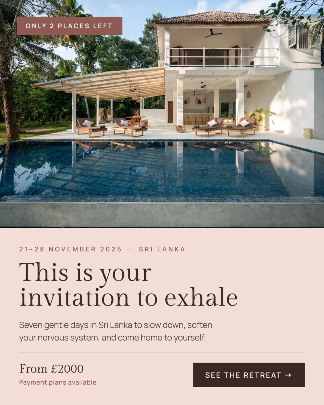 Gillian McMichael: Soul Healer Facebook ad: Only 2 Places Left | Sri Lanka