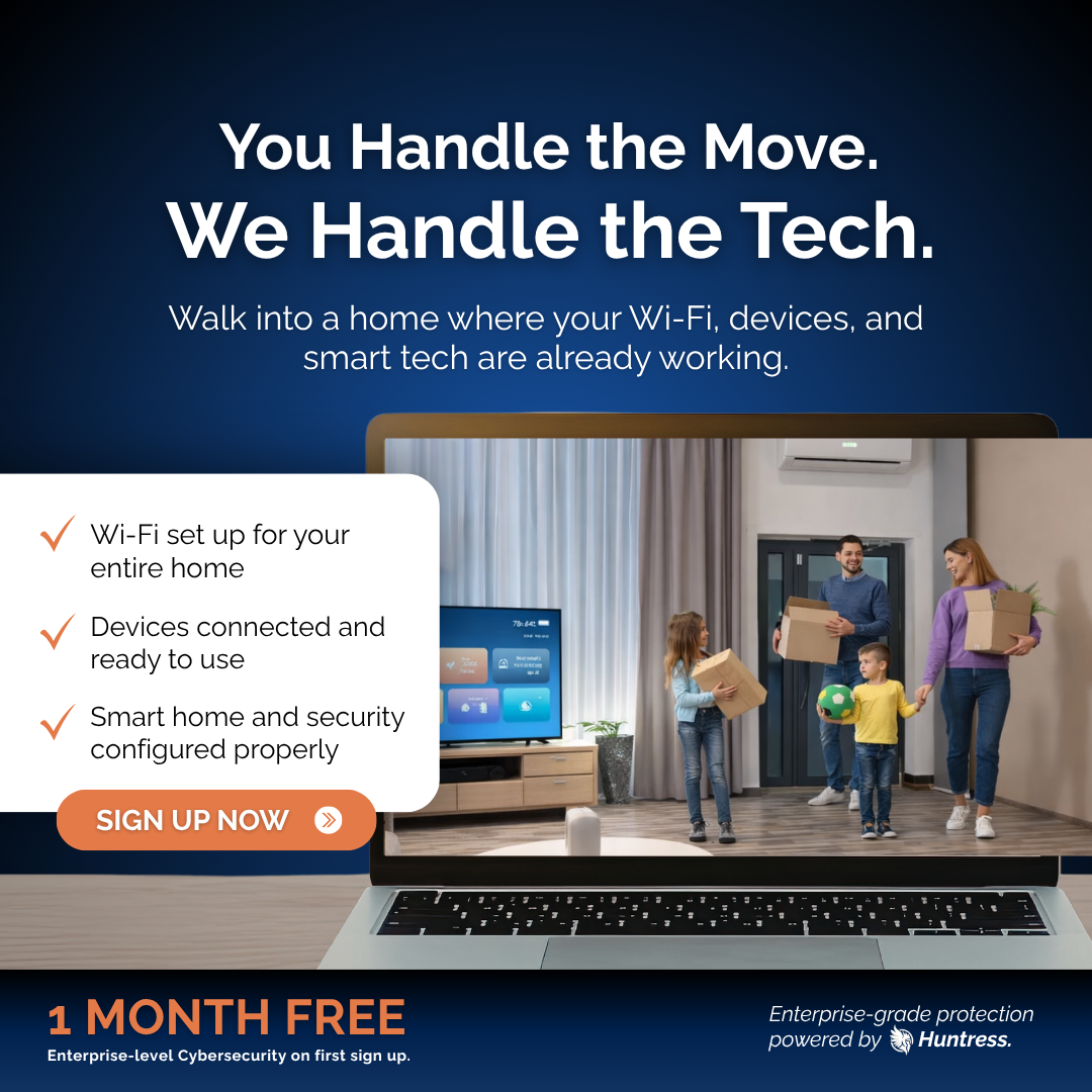 AT Home Technology Service Facebook ad: From Move-In Setup to Vacation Peace of Mind