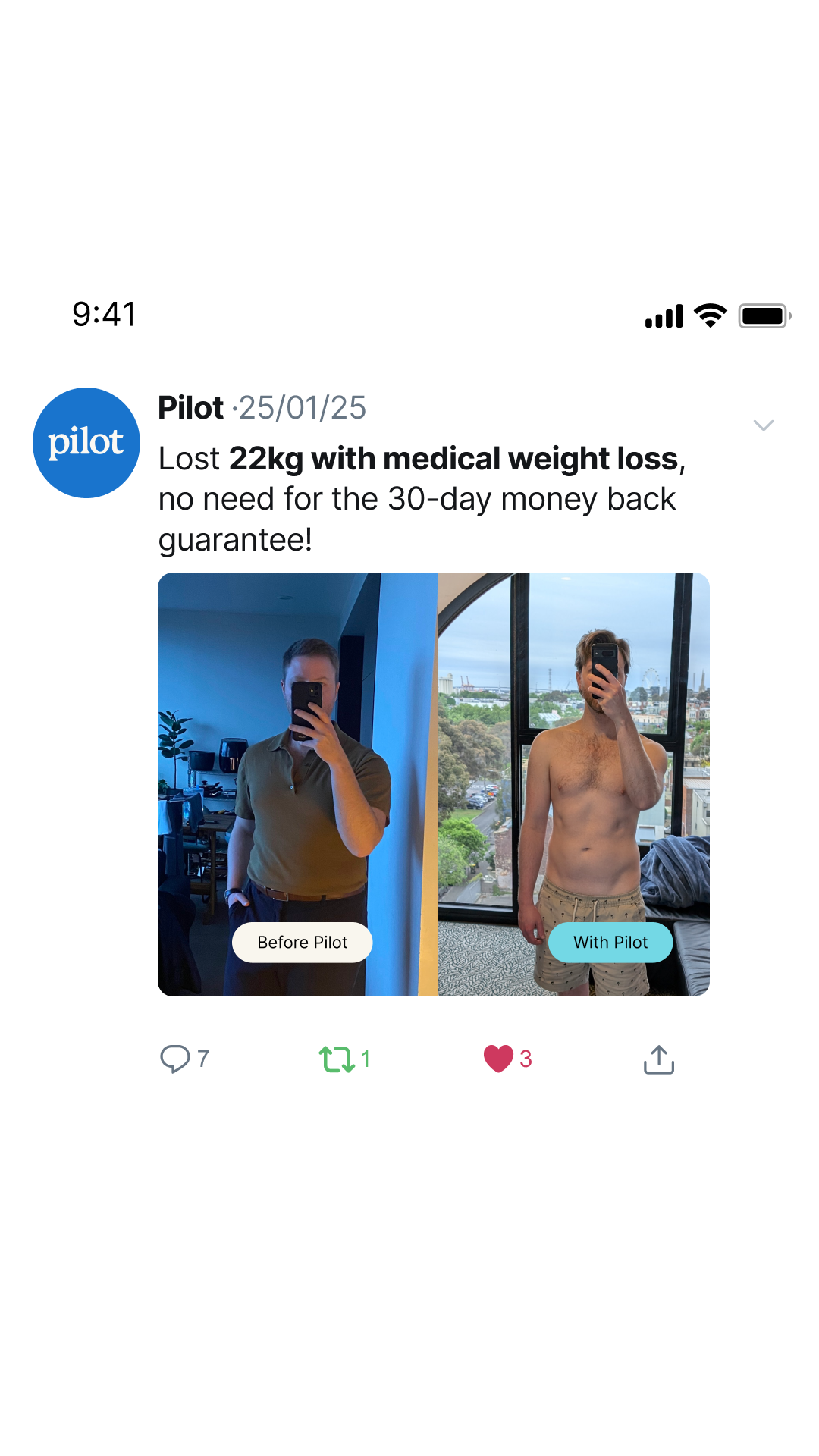 Pilot Facebook ad from Jun 25, 2026
