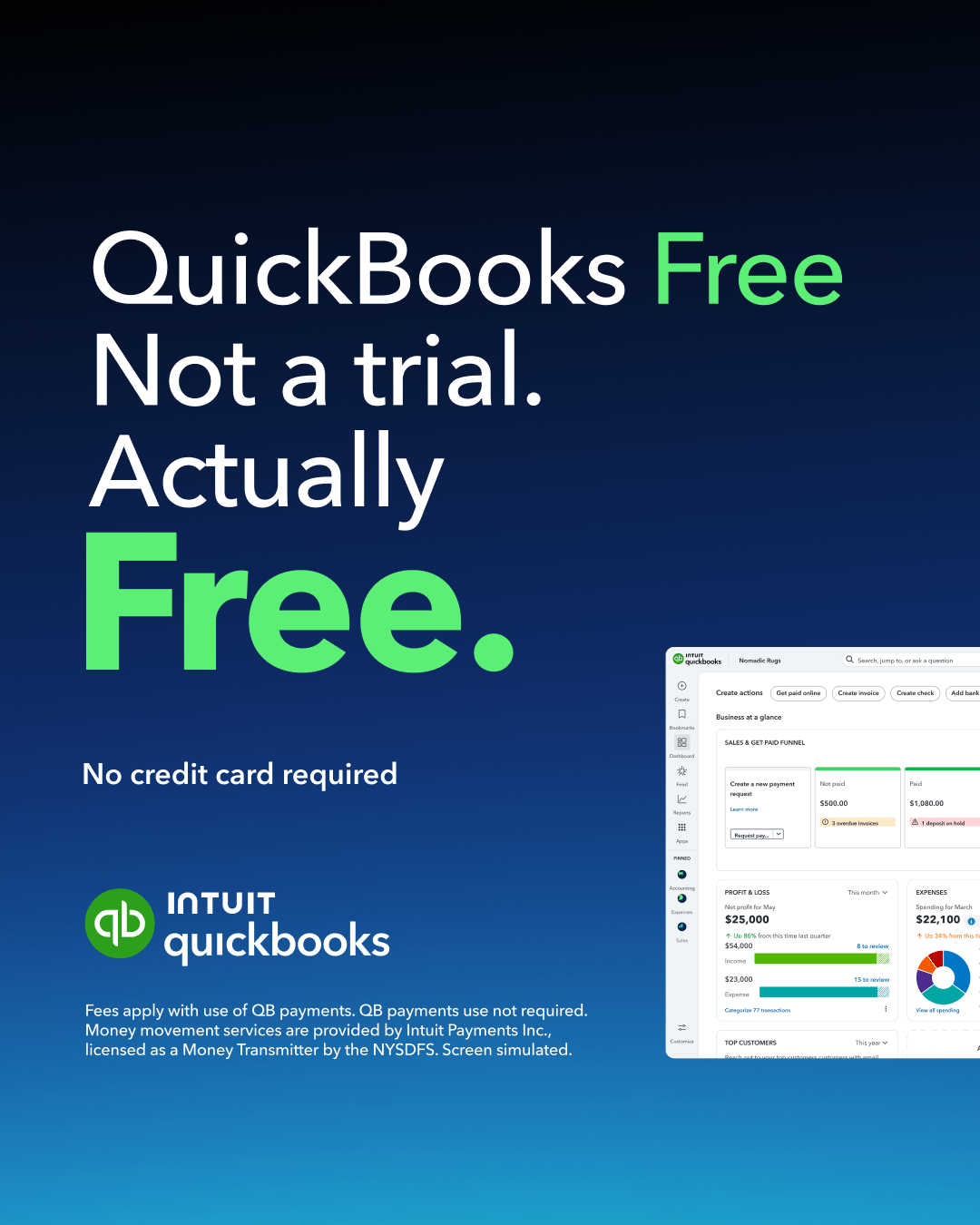 Intuit QuickBooks Facebook ad: Organize your finances--$0