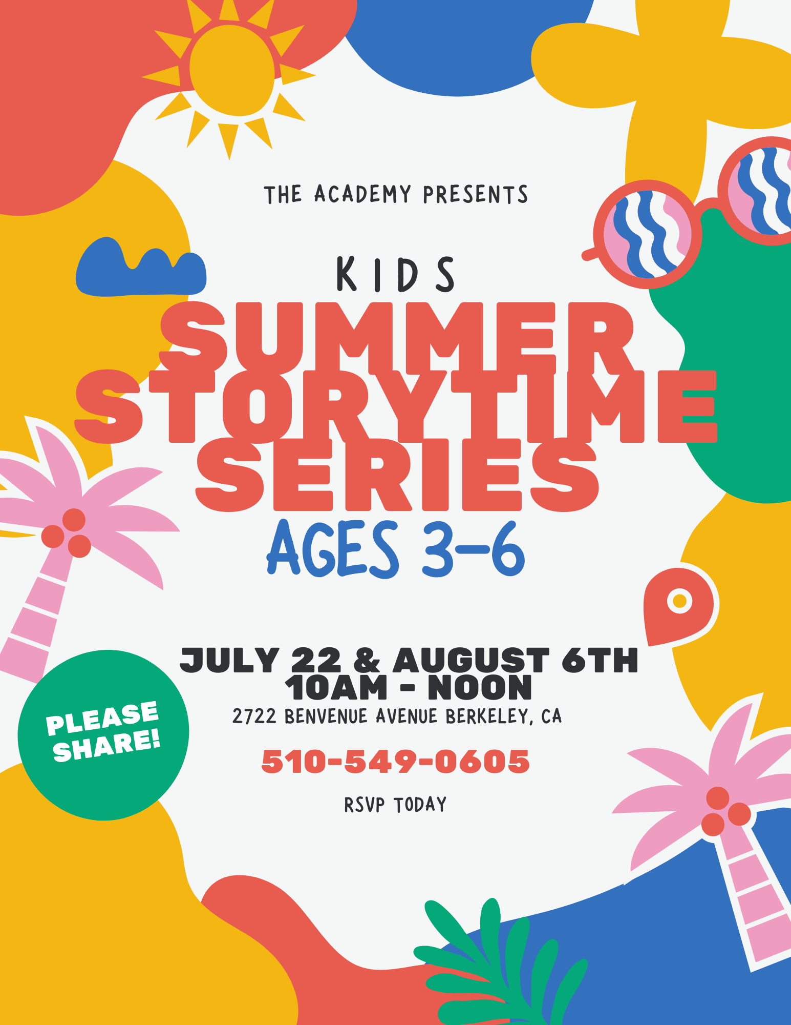 The Academy School Facebook ad: Summer Storytime Series with Ms.