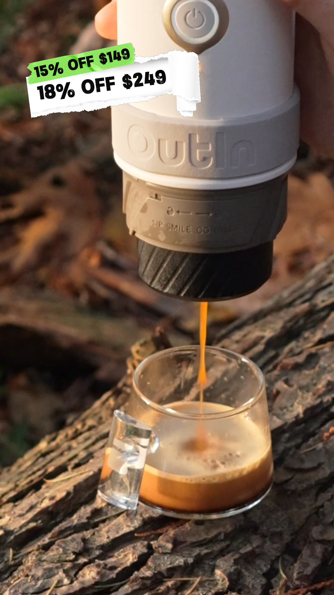 Outin Portable Electric Espresso Machine Facebook ad: Month-End Sale: Up to 18% OFF