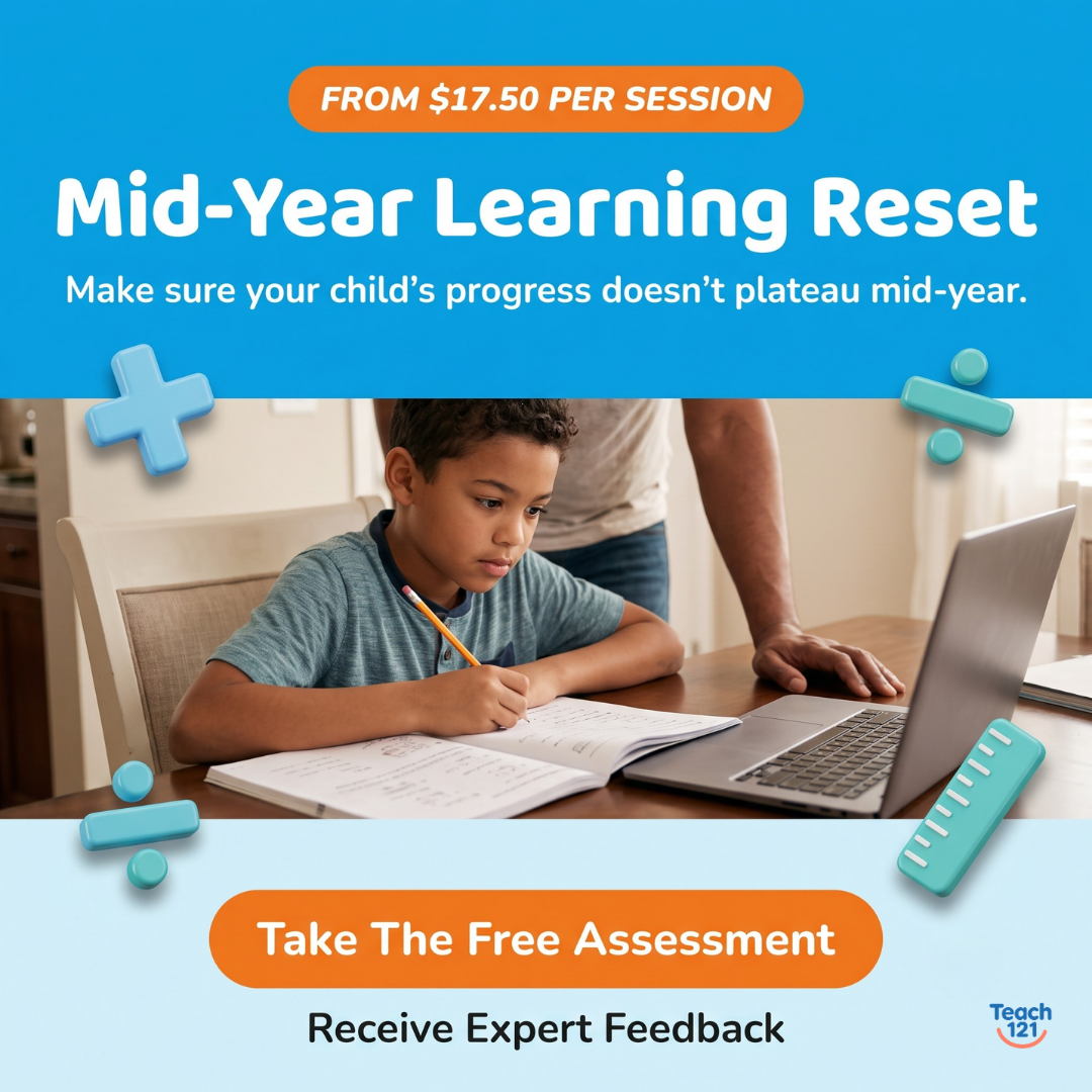 Teach 1 2 1 Facebook ad: Free Maths & English Assessment For Kids Ages 5-18