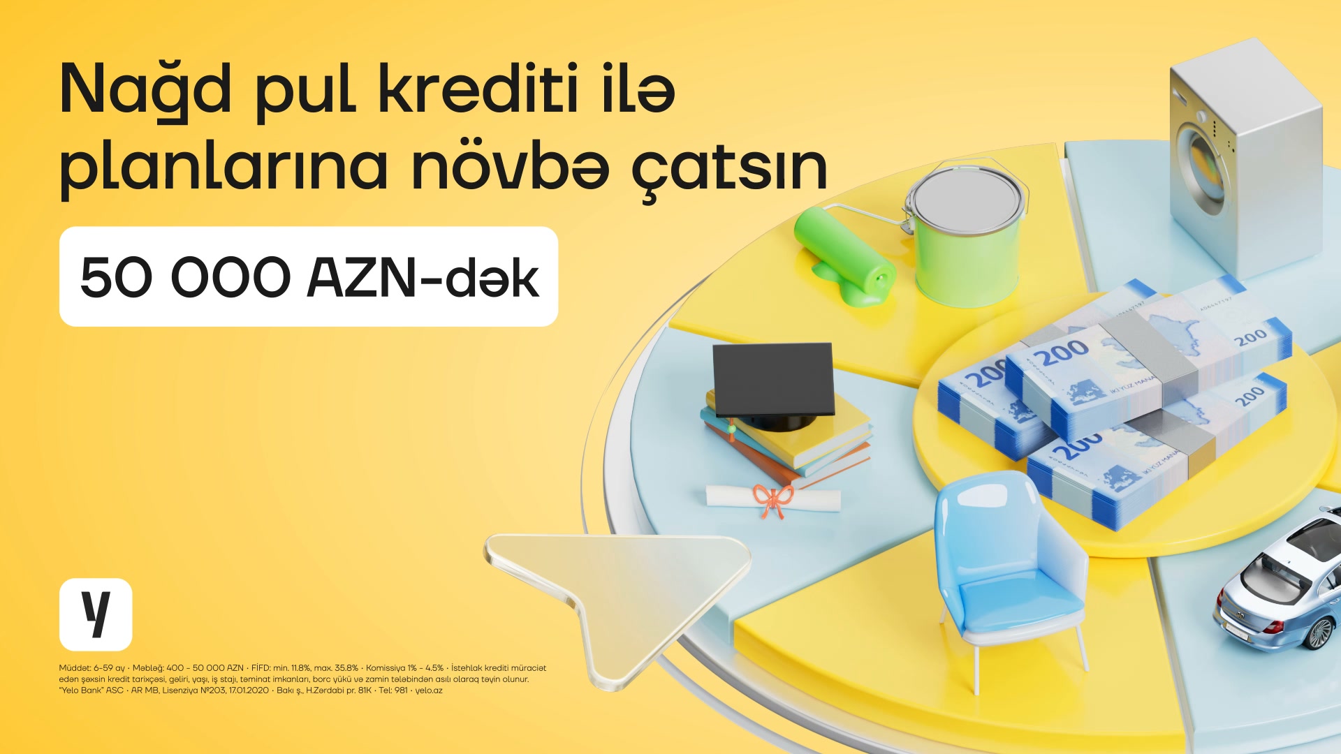 Yelo Bank Facebook ad: 8.9%-dən krediti indi al!