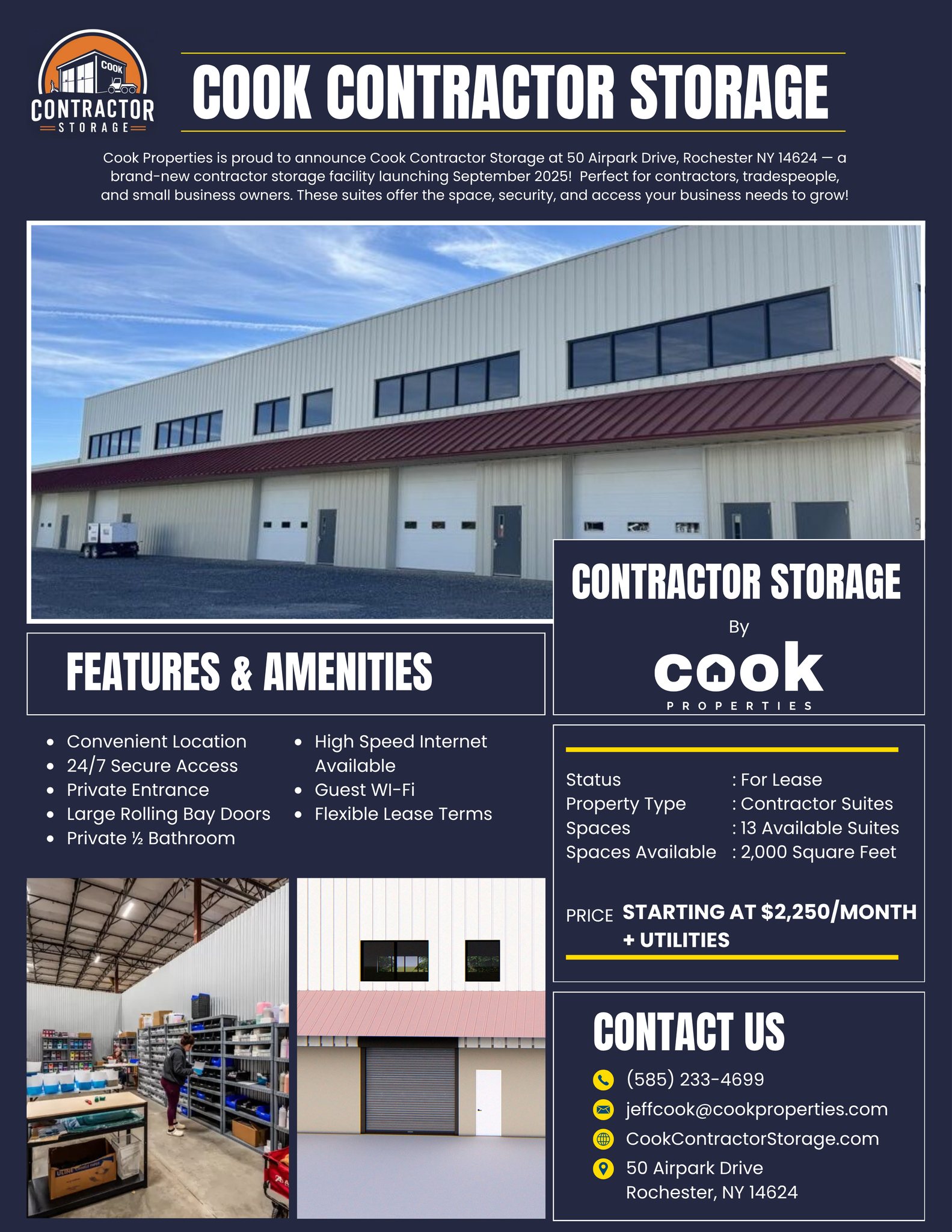 Cook Properties Facebook ad: Contractors: Stop working out of your driveway.