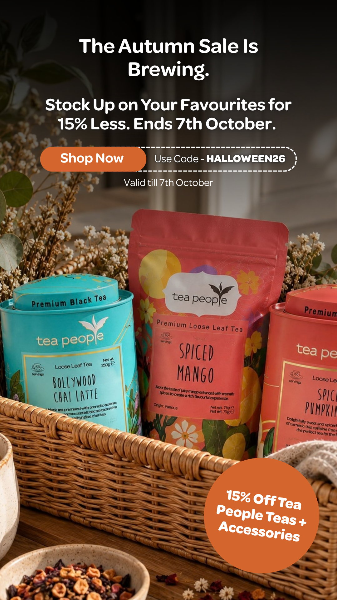 Tea People Facebook ad: A Little Magic, 15% Off!