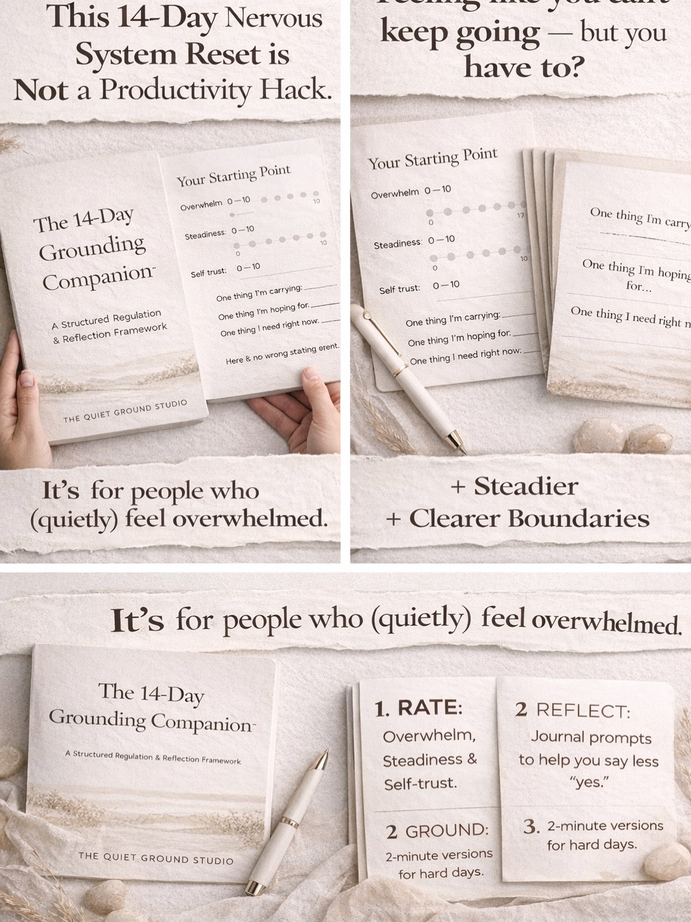thequietgroundstudio Facebook ad: You don’t need more productivity advice.